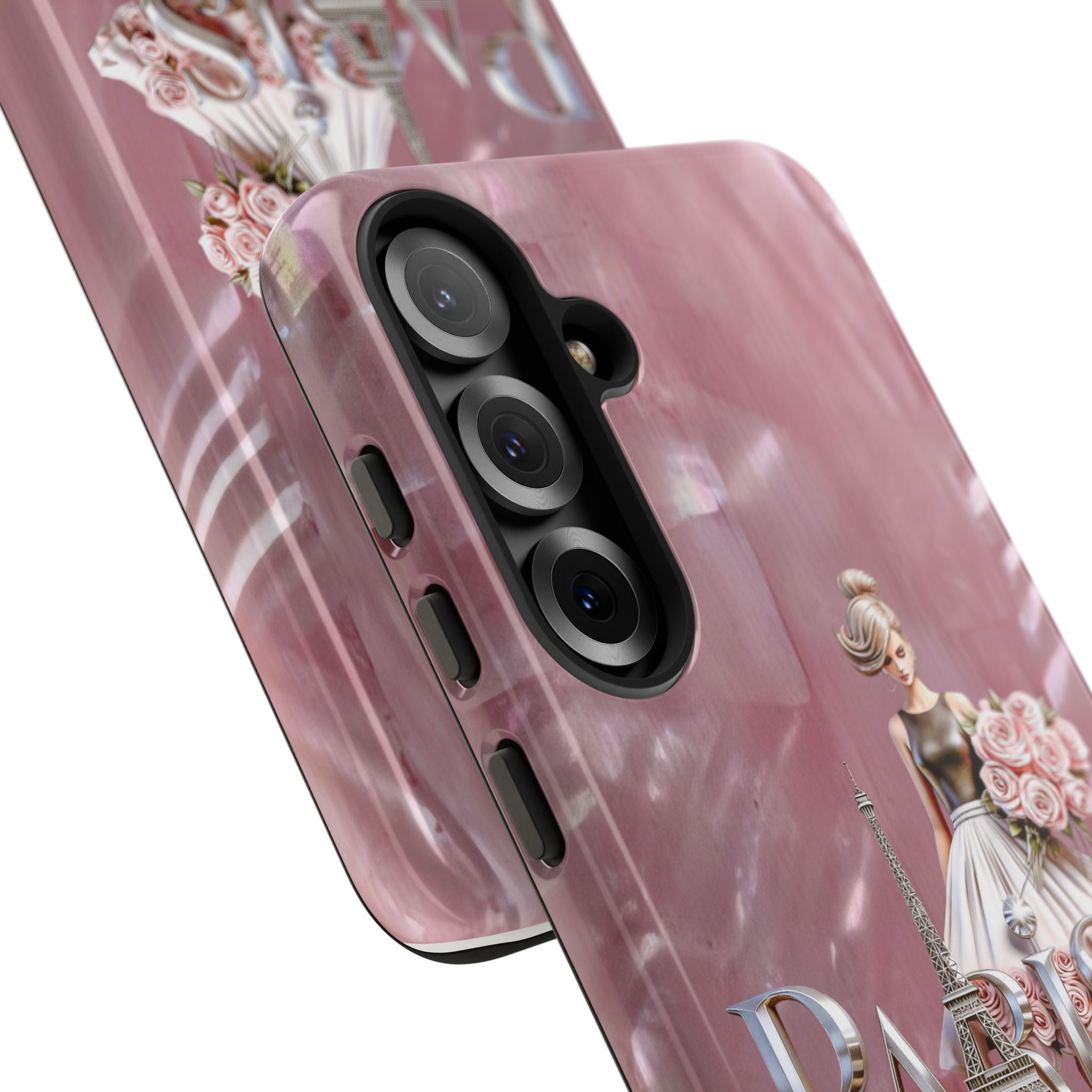 Paris Floral Phone Case - Pink Eiffel Tower Fashion Girl Tough Case Printify