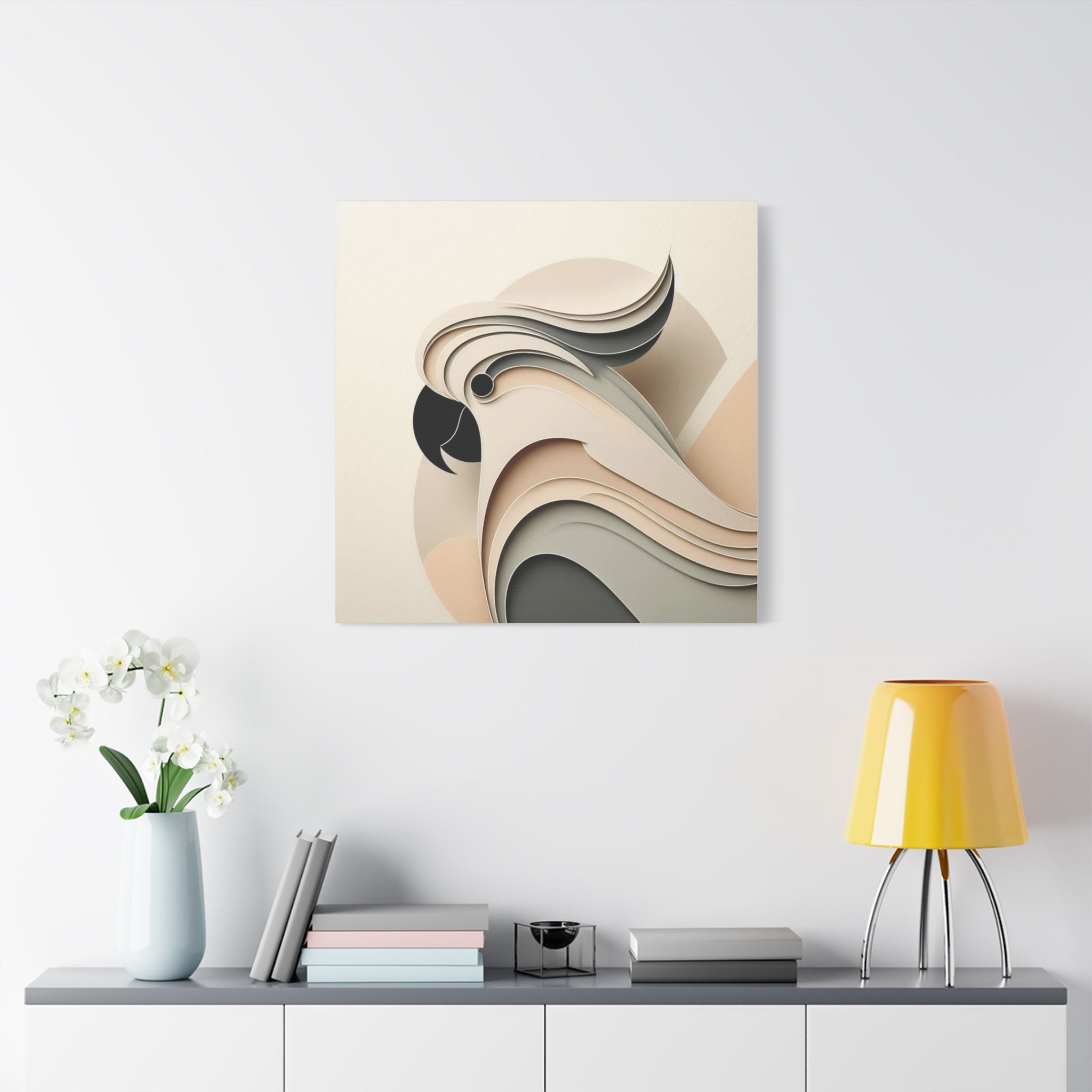 Abstract Paper Cut Cockatoo Matte Canvas Printify