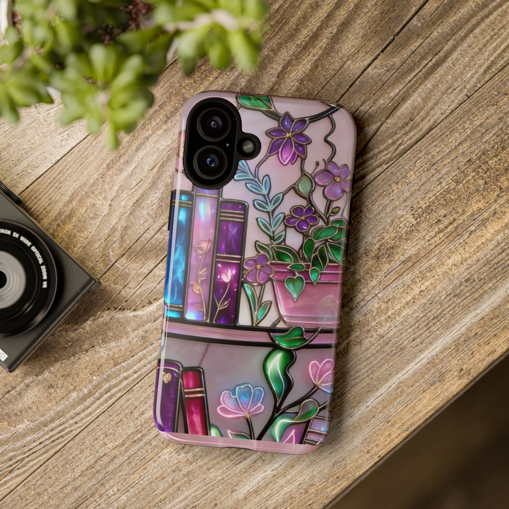 Floral Bookshelf Phone Case — Pastel Botanicals & Magical Book Art Printify