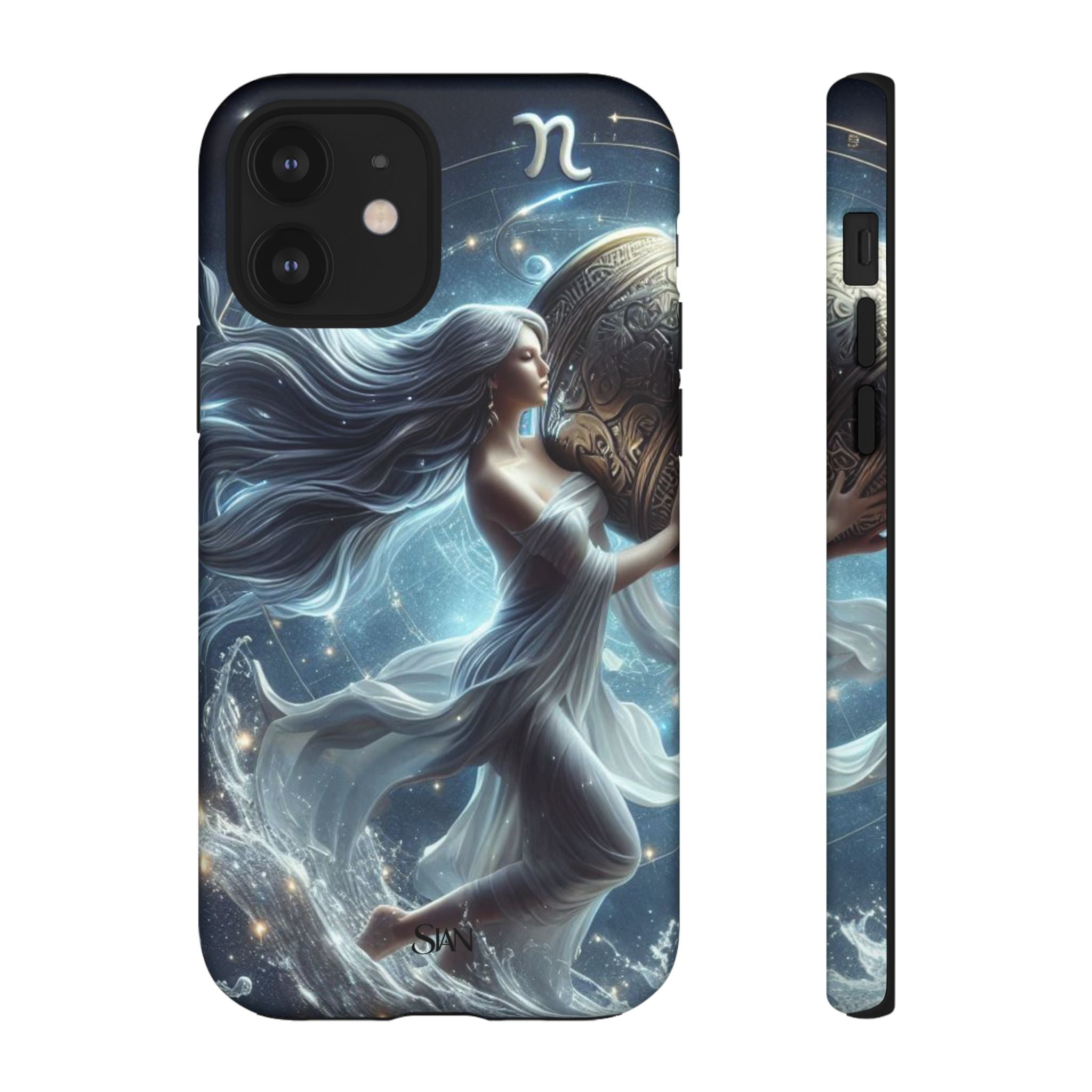 Moonlit Athena figure phone case | Goddess warrior celestial art tough case Printify
