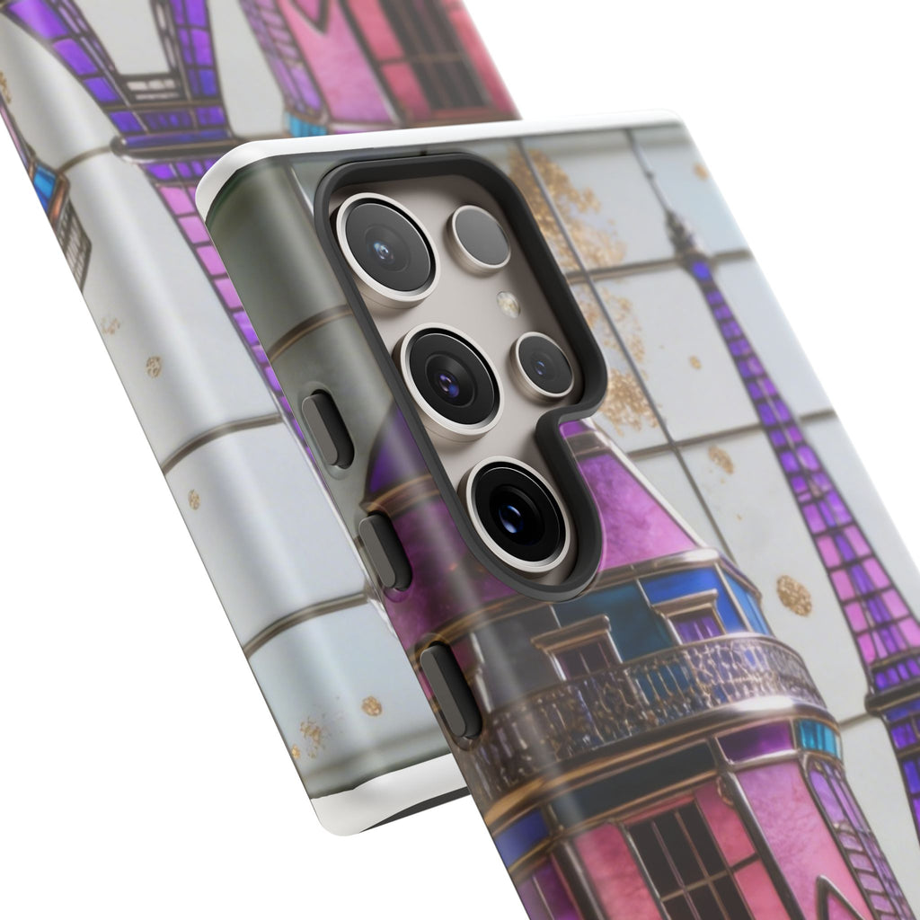 Parisian Eiffel Tower Tough Phone Case — Purple Vintage Cityscape Printify