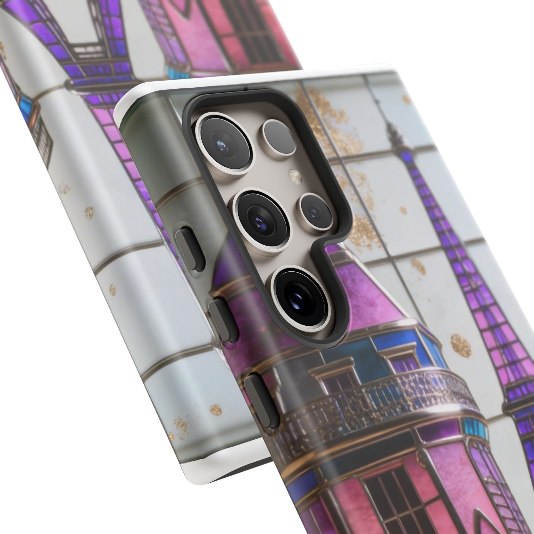 Parisian Eiffel Tower Tough Phone Case — Purple Vintage Cityscape Printify