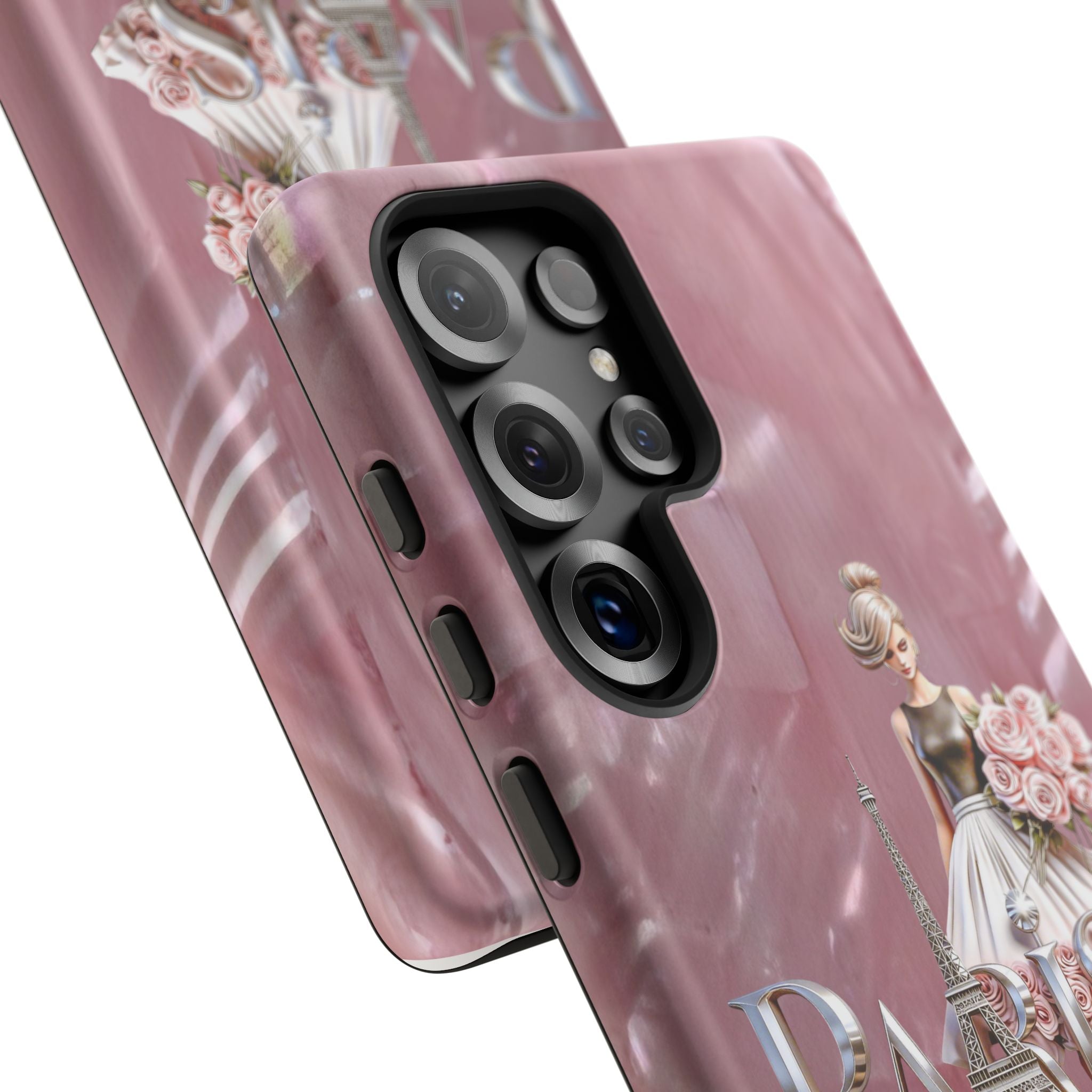 Paris Floral Phone Case - Pink Eiffel Tower Fashion Girl Tough Case Printify