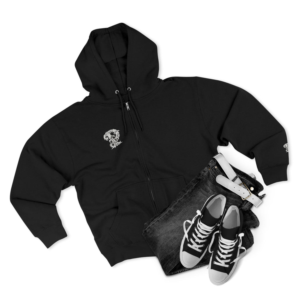 Ember & Serpent Zip Hoodie — Minimal Mythic Graphic Zip-Up Printify