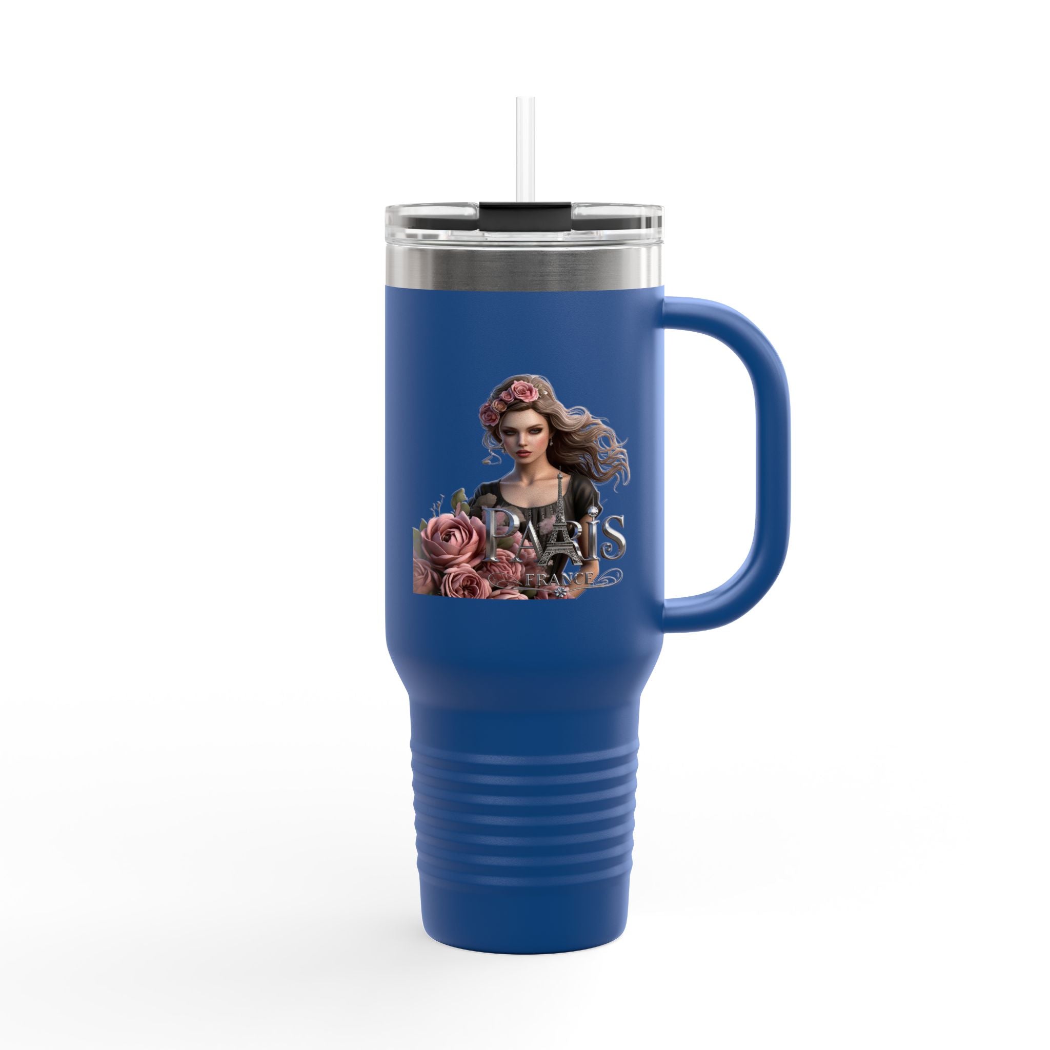 40oz Insulated Travel Mug — Floral Queen Design Printify
