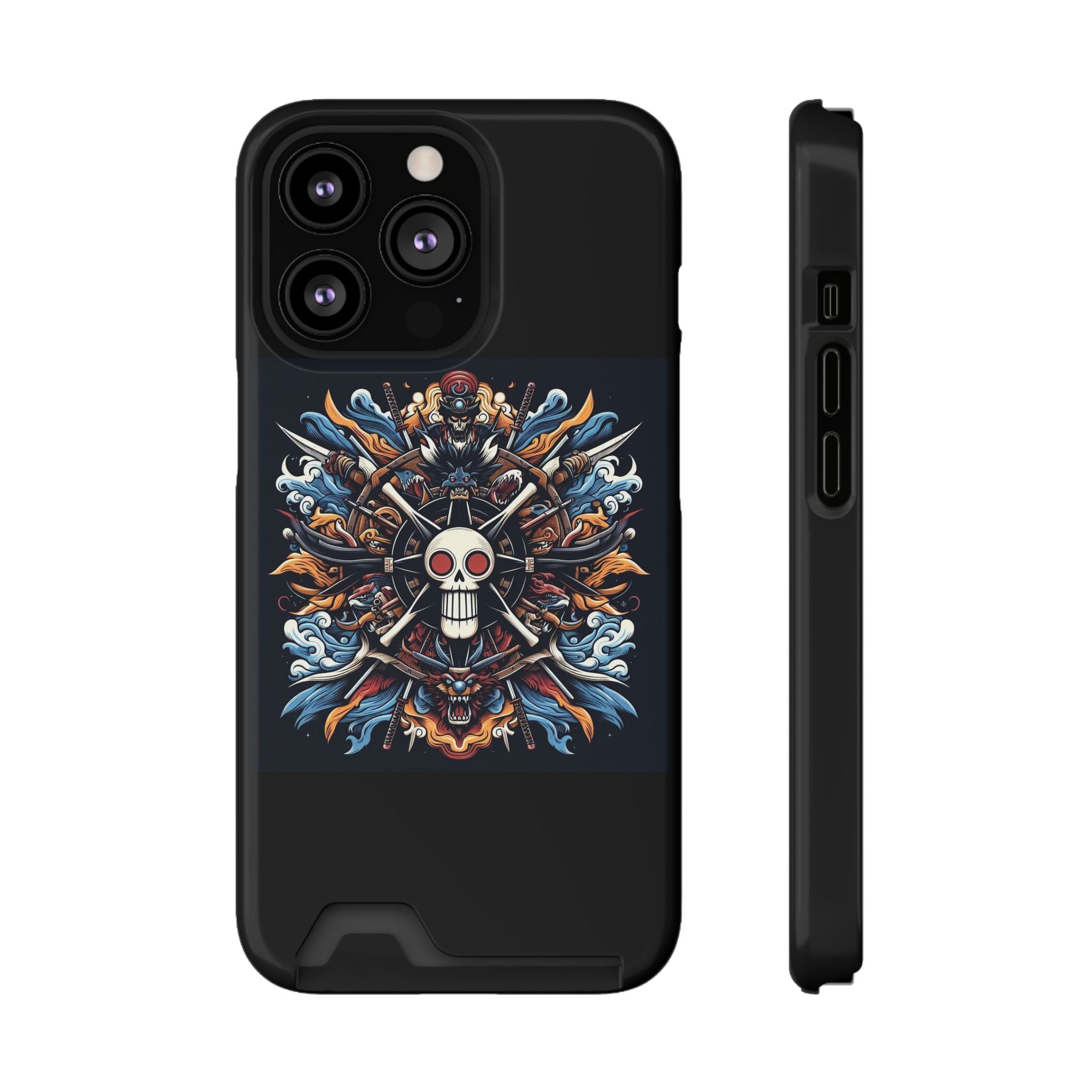 One Piece Phone Case with Card Holder | Anime Straw Hat Crew Design Printify