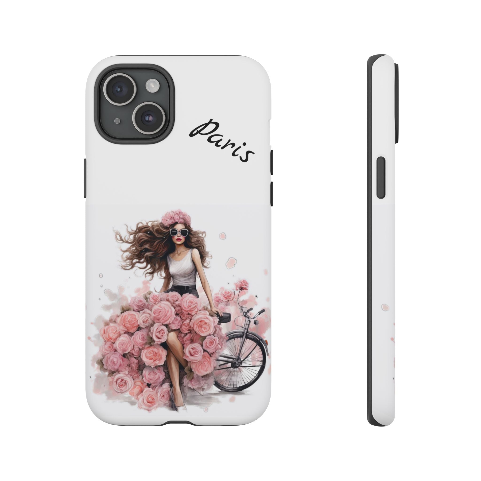 Paris Rose Bicycle woman phone case | Floral iPhone case Printify