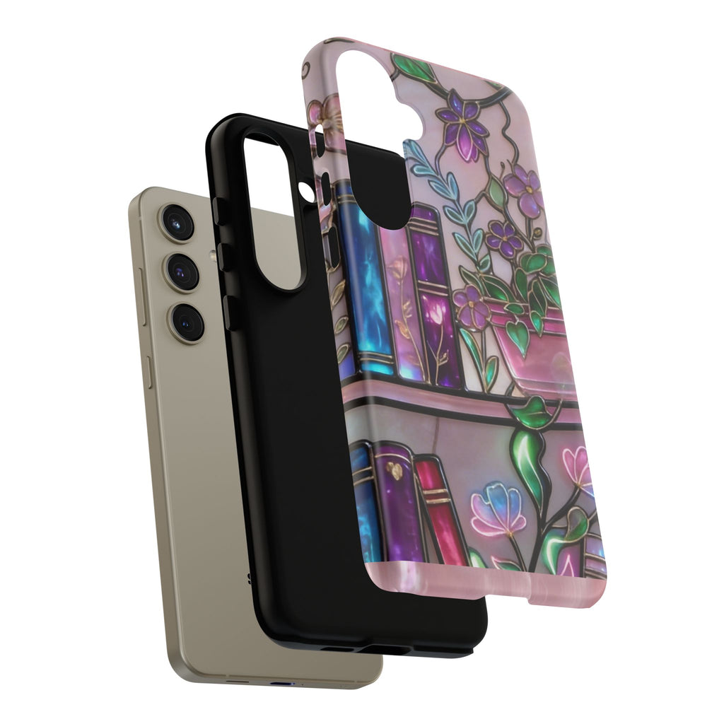 Floral Bookshelf Phone Case — Pastel Botanicals & Magical Book Art Printify