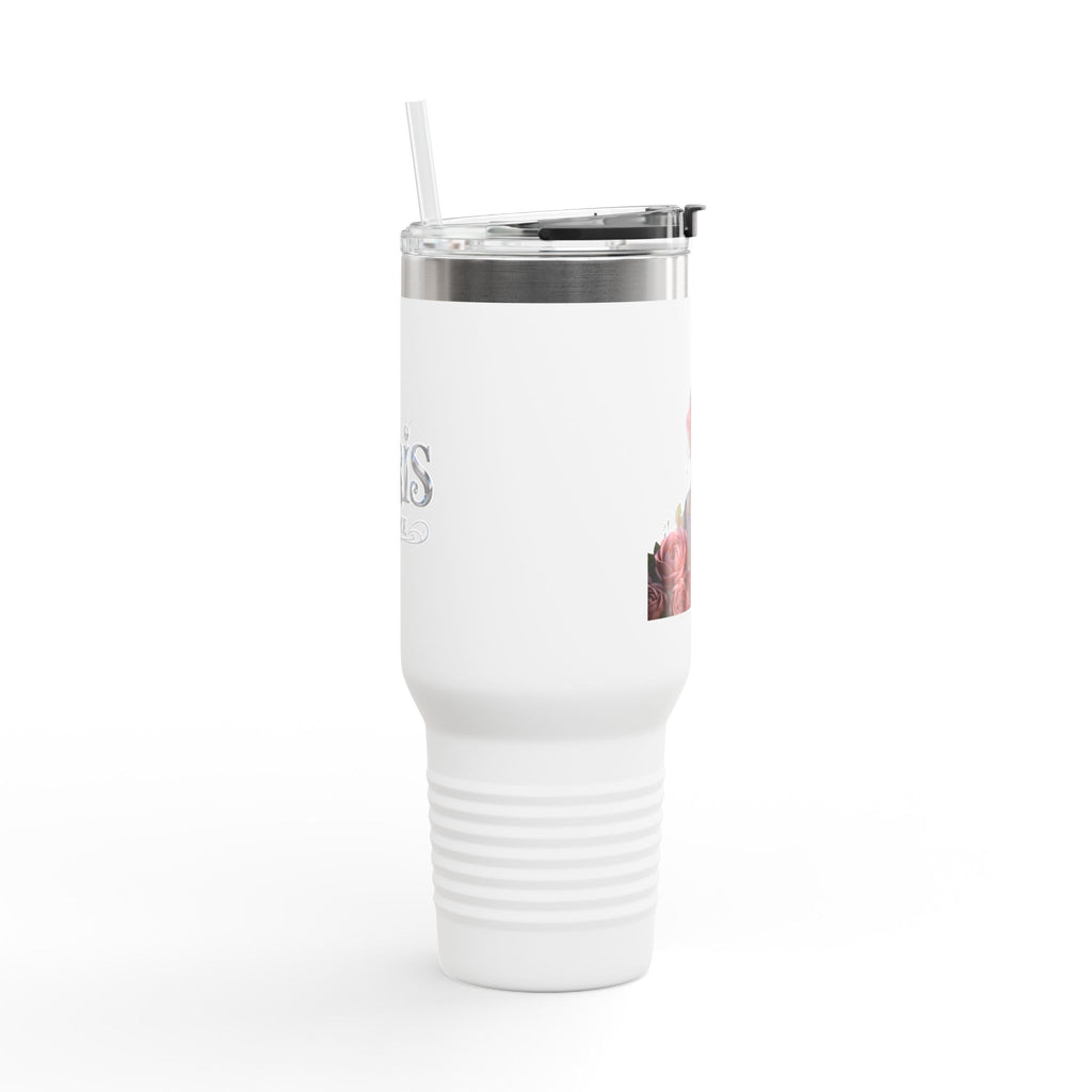 40oz Insulated Travel Mug — Floral Queen Design Printify
