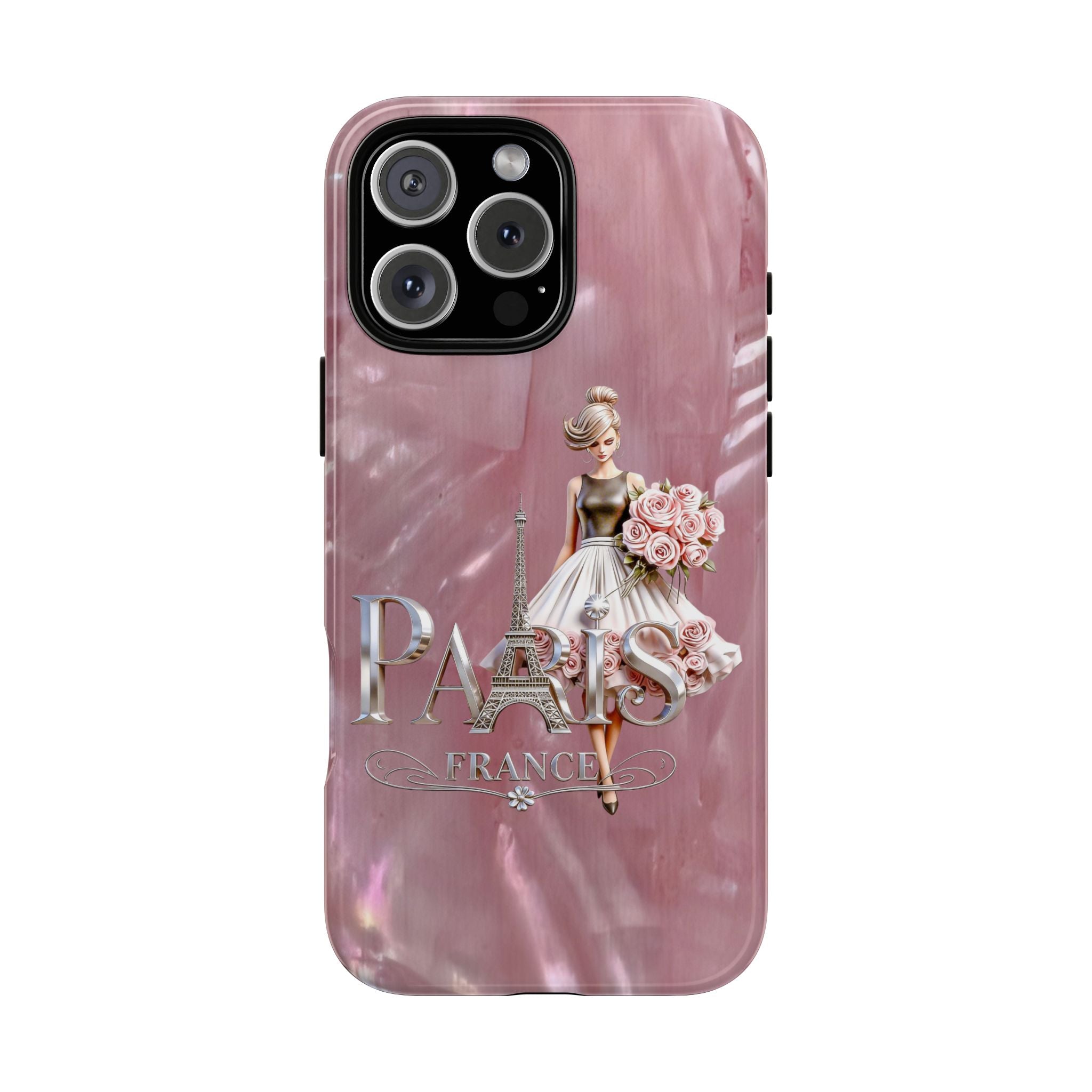 Paris Floral Phone Case - Pink Eiffel Tower Fashion Girl Tough Case Printify