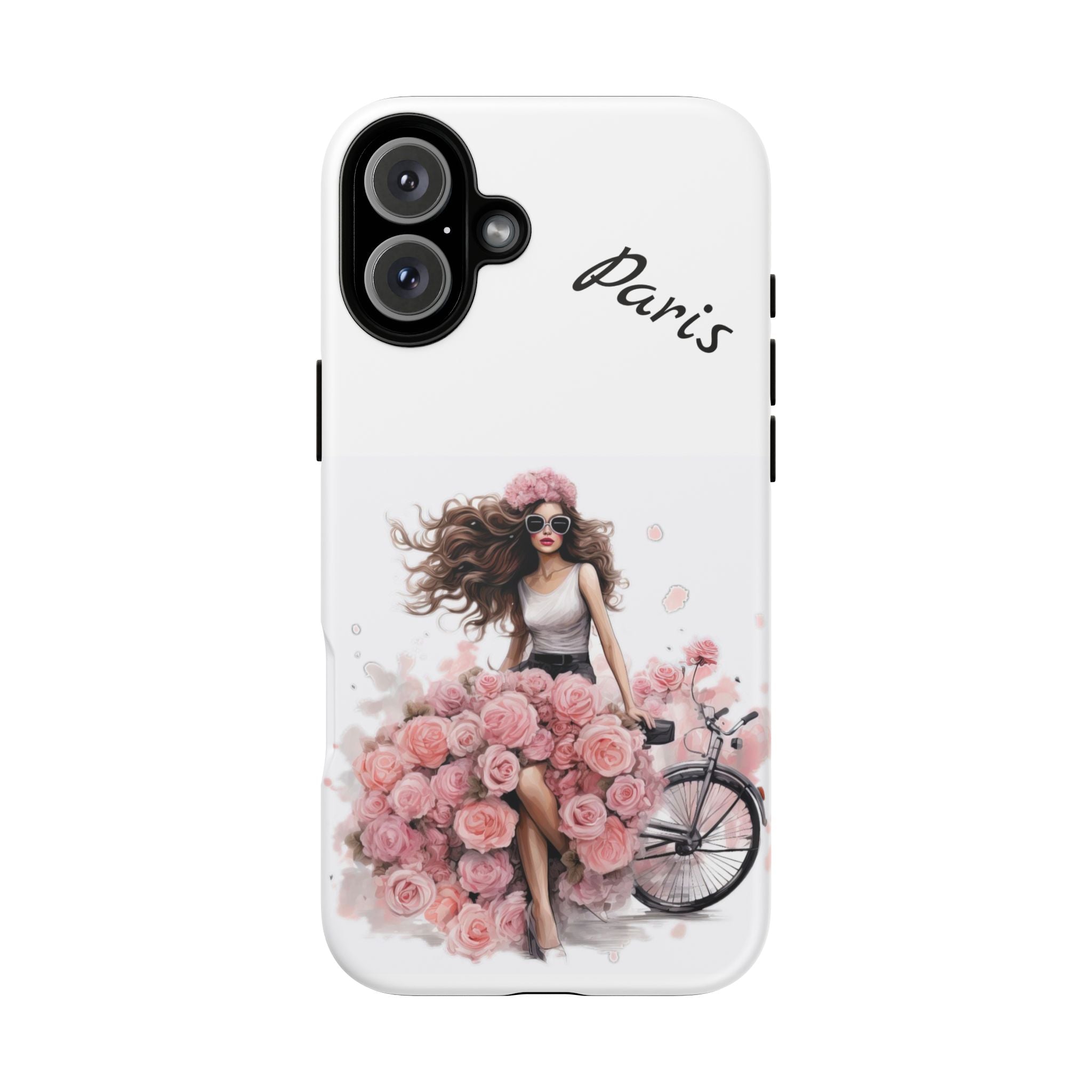Paris Rose Bicycle woman phone case | Floral iPhone case Printify