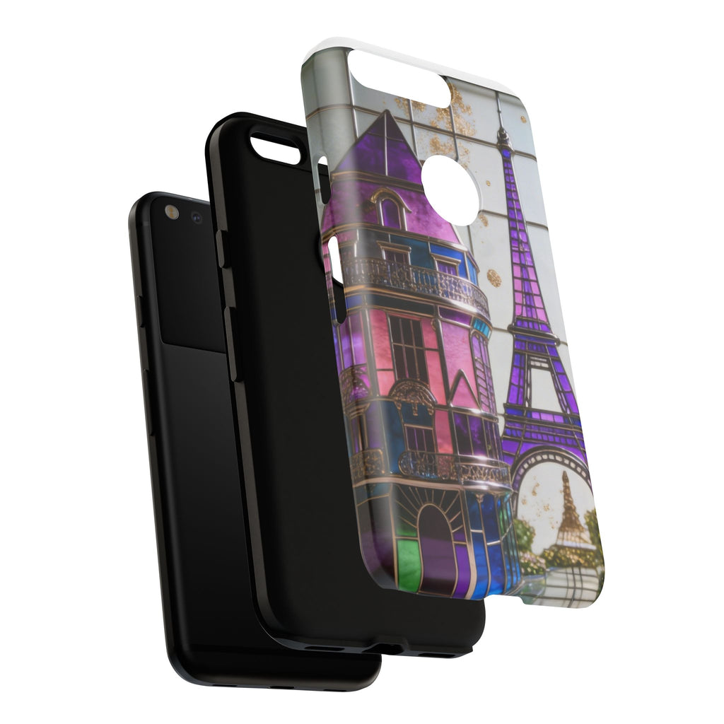 Parisian Eiffel Tower Tough Phone Case — Purple Vintage Cityscape Printify