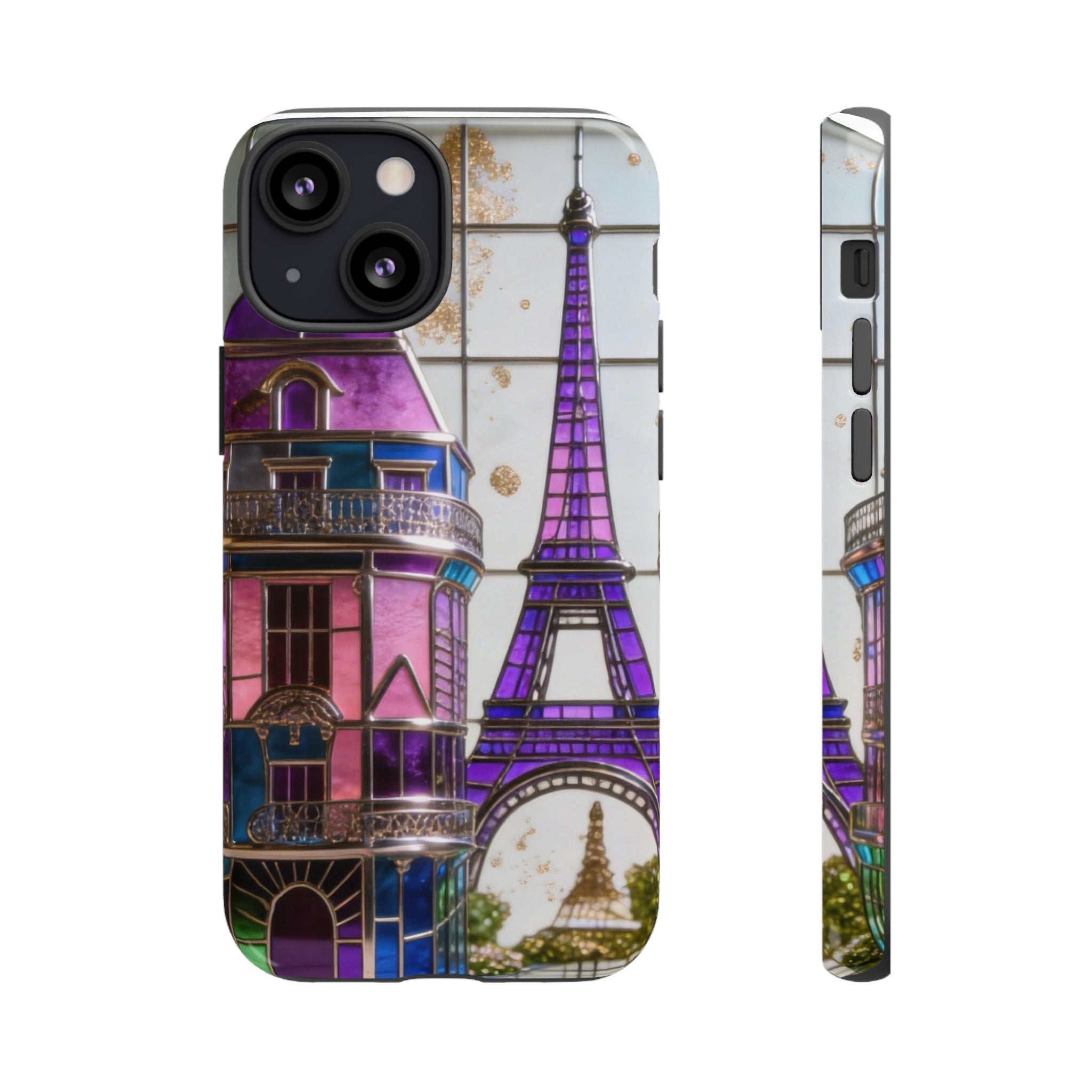 Parisian Eiffel Tower Tough Phone Case — Purple Vintage Cityscape Printify