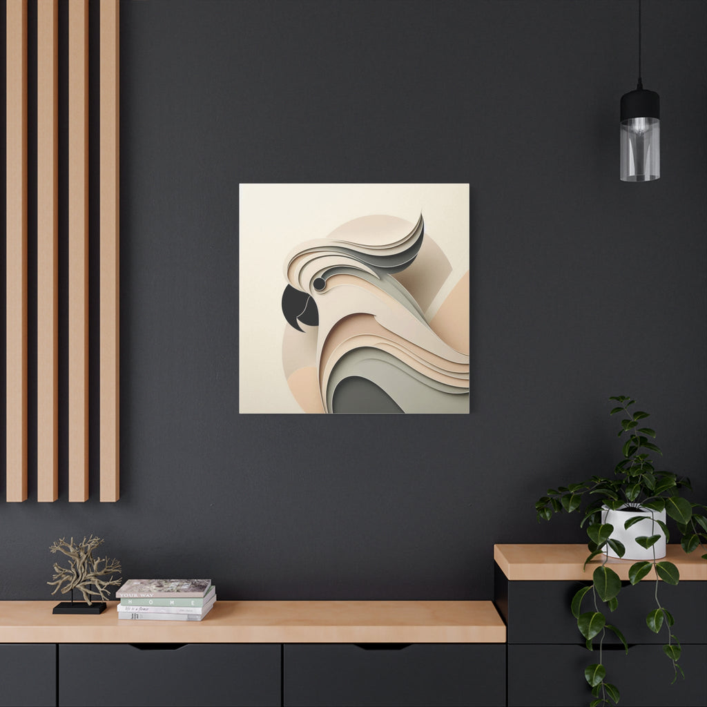 Abstract Paper Cut Cockatoo Matte Canvas Printify