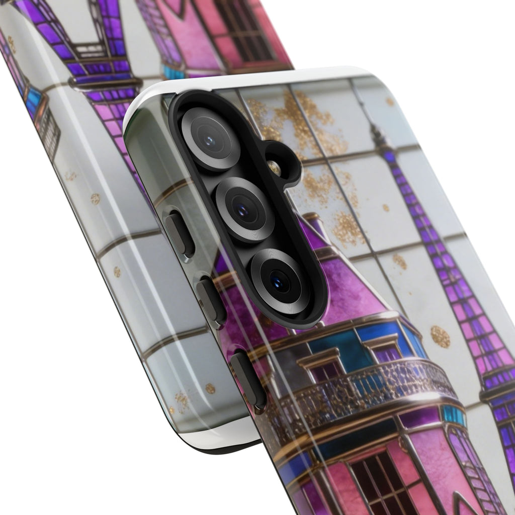 Parisian Eiffel Tower Tough Phone Case — Purple Vintage Cityscape Printify