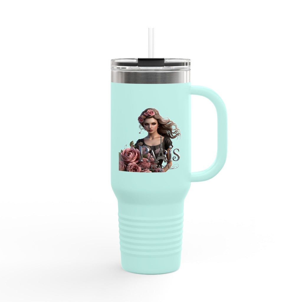 40oz Insulated Travel Mug — Floral Queen Design Printify