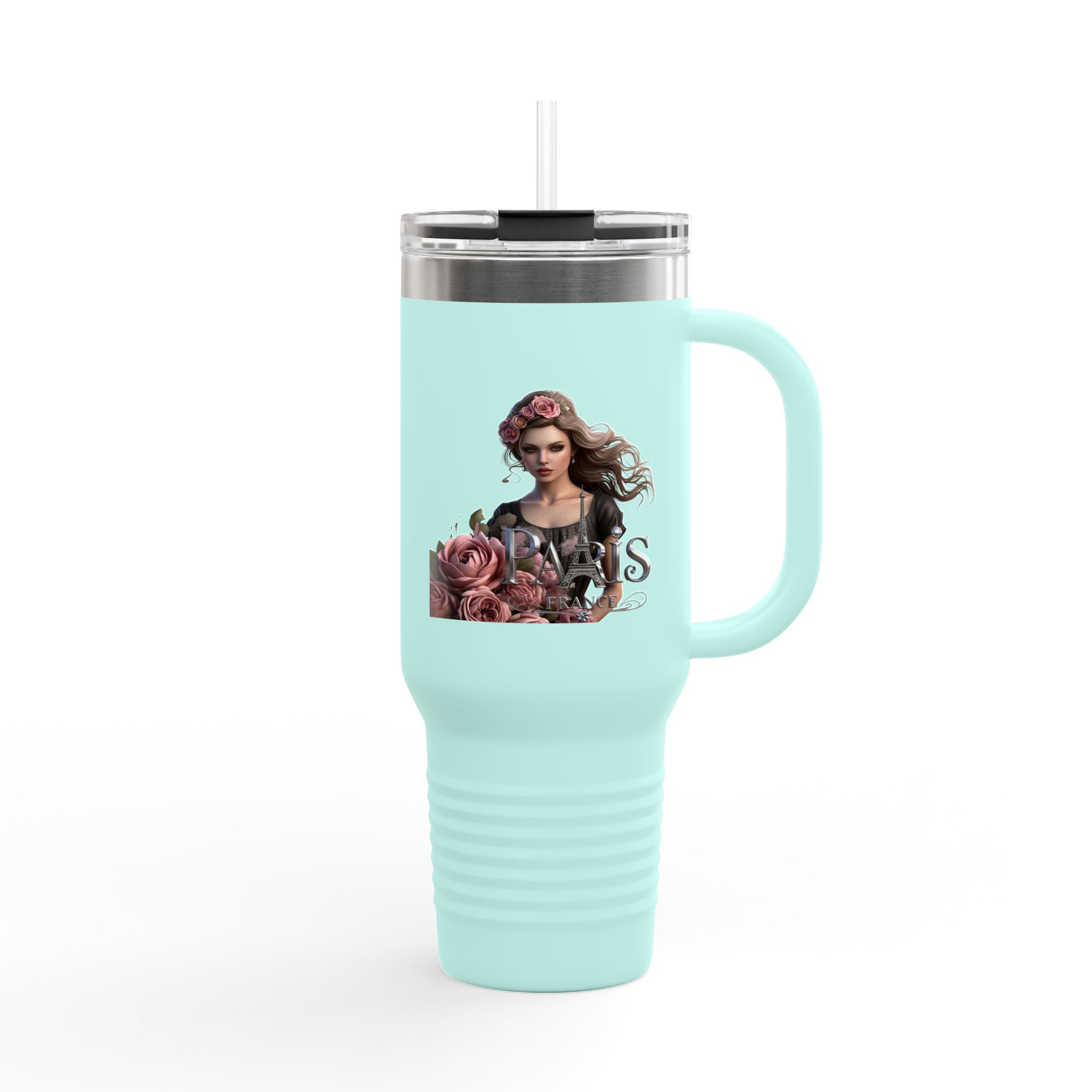 40oz Insulated Travel Mug — Floral Queen Design Printify