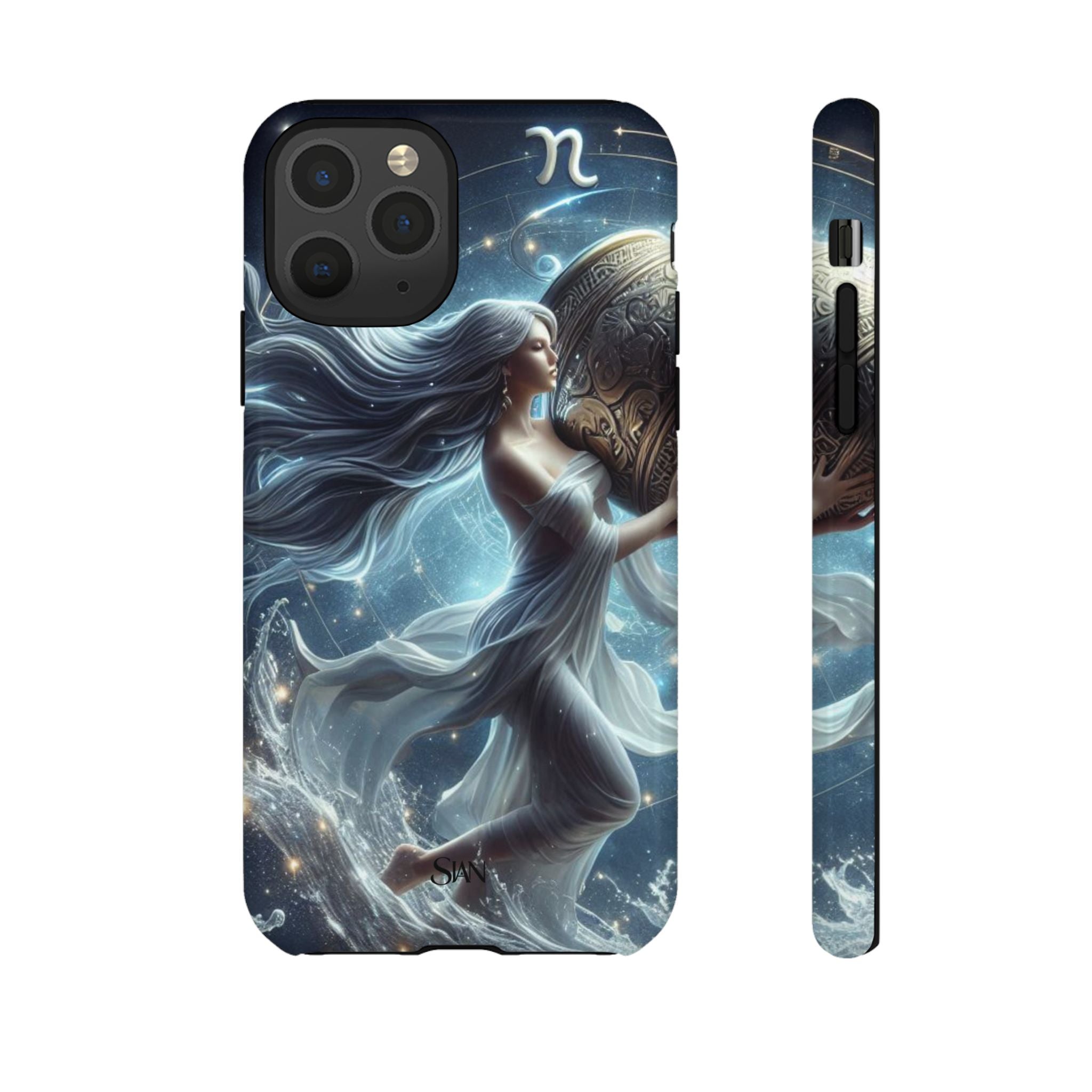 Moonlit Athena figure phone case | Goddess warrior celestial art tough case Printify