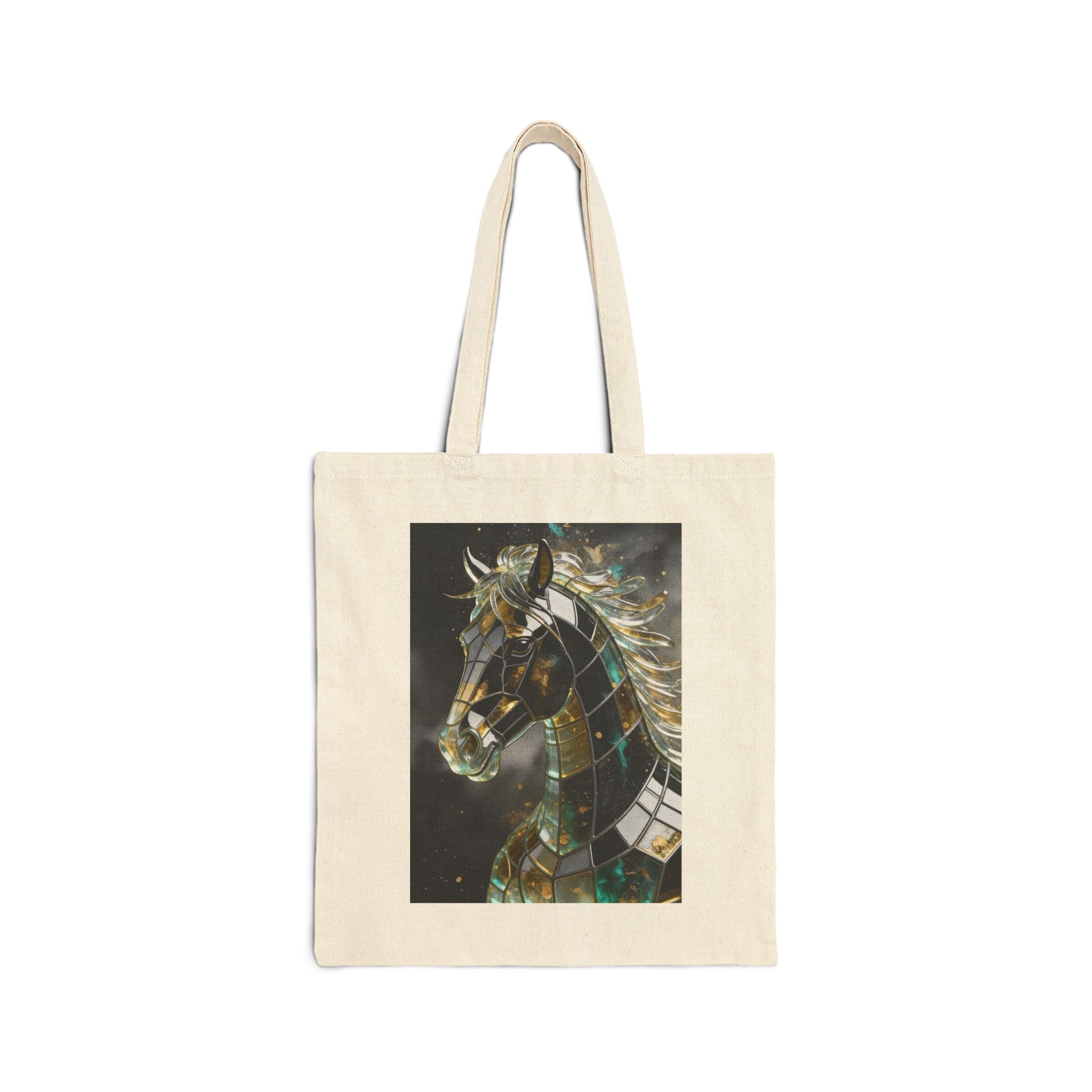 Stained Glass Horse Canvas Tote — Artistic Equine Portrait Eco Bag Printify