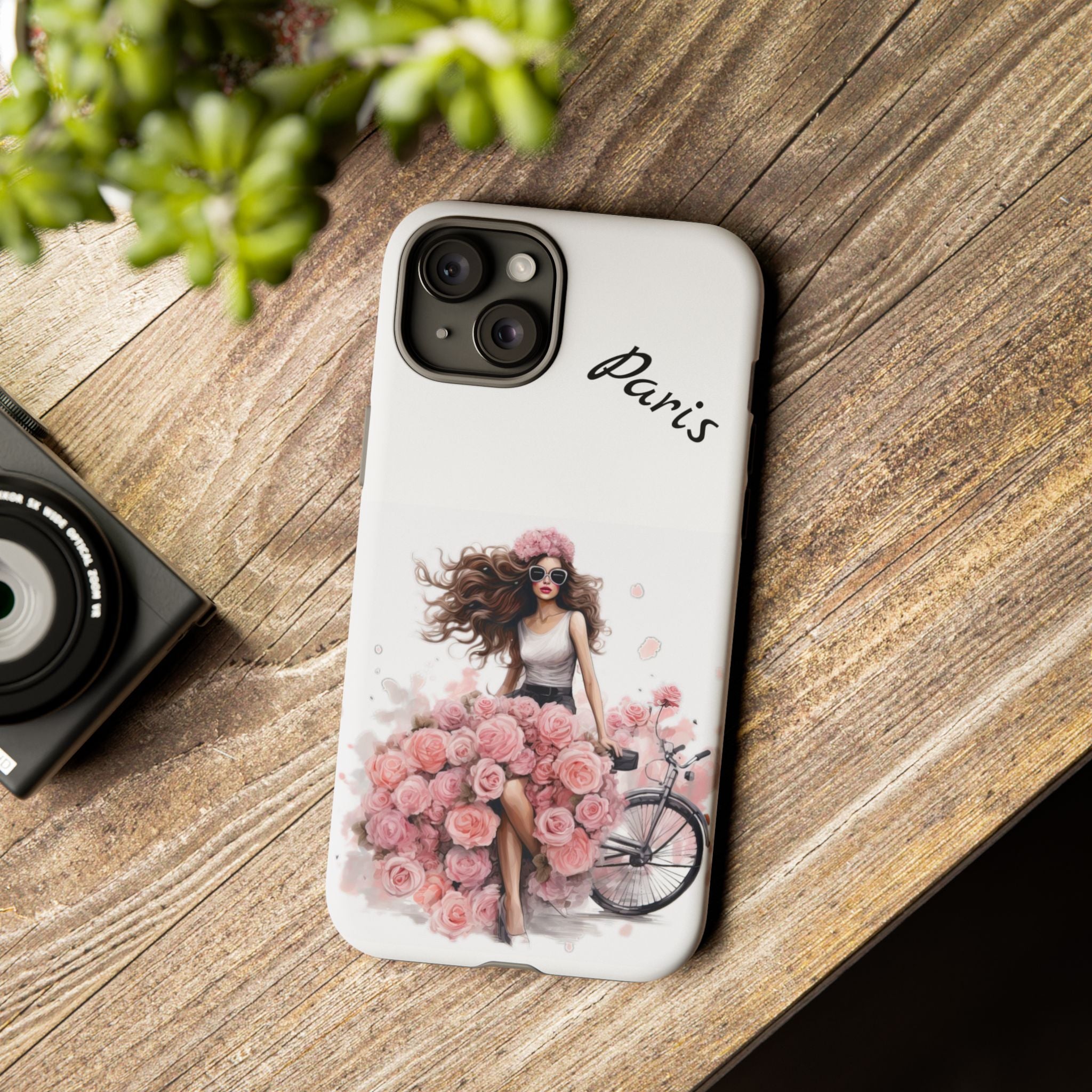 Paris Rose Bicycle woman phone case | Floral iPhone case Printify