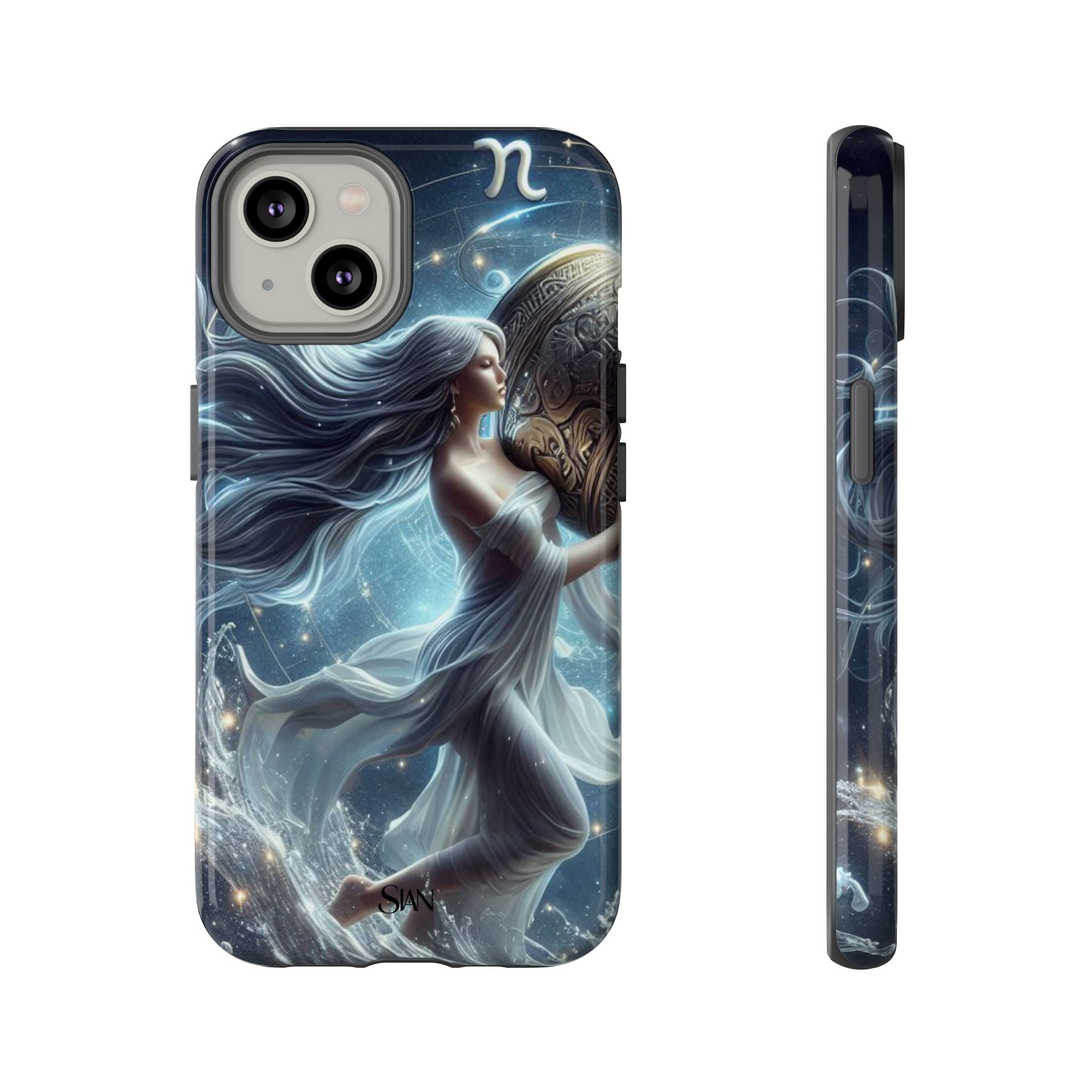 Moonlit Athena figure phone case | Goddess warrior celestial art tough case Printify