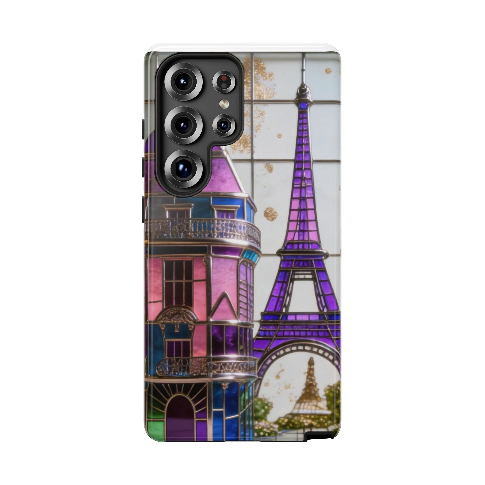 Parisian Eiffel Tower Tough Phone Case — Purple Vintage Cityscape Printify