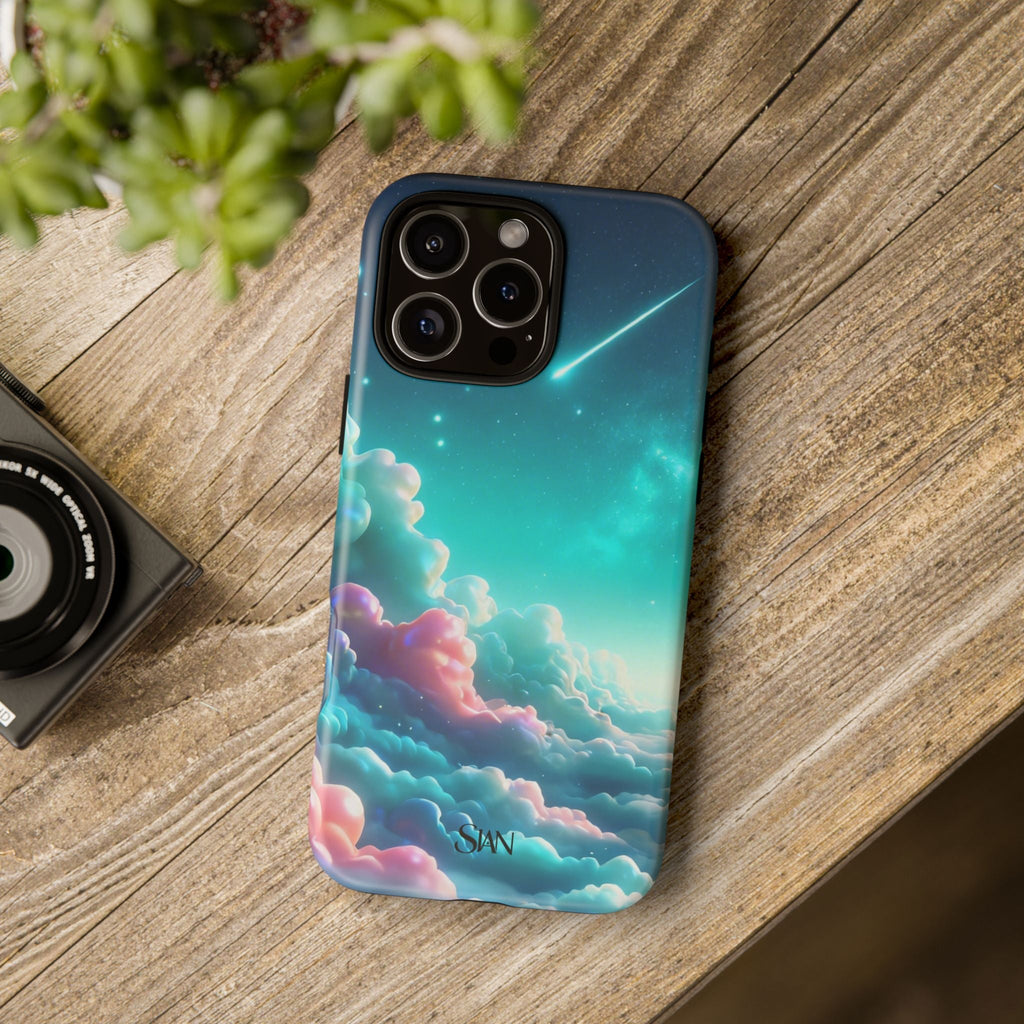 Dreamy Pastel Clouds with Shooting Star phone case Printify