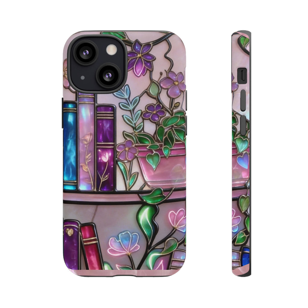 Floral Bookshelf Phone Case — Pastel Botanicals & Magical Book Art Printify