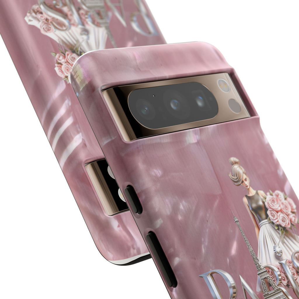 Paris Floral Phone Case - Pink Eiffel Tower Fashion Girl Tough Case Printify