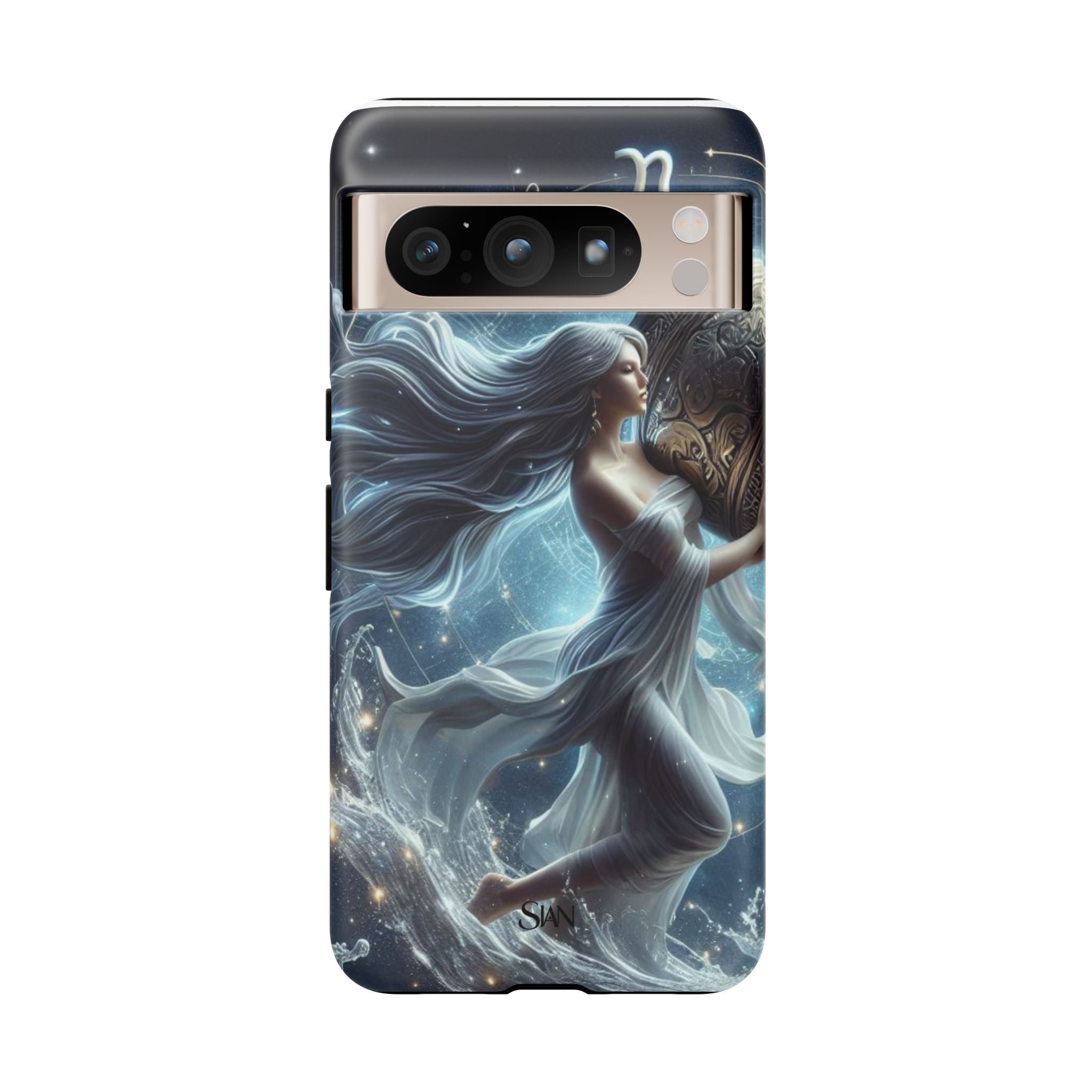 Moonlit Athena figure phone case | Goddess warrior celestial art tough case Printify