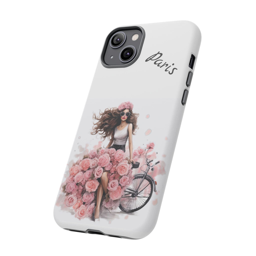 Paris Rose Bicycle woman phone case | Floral iPhone case Printify