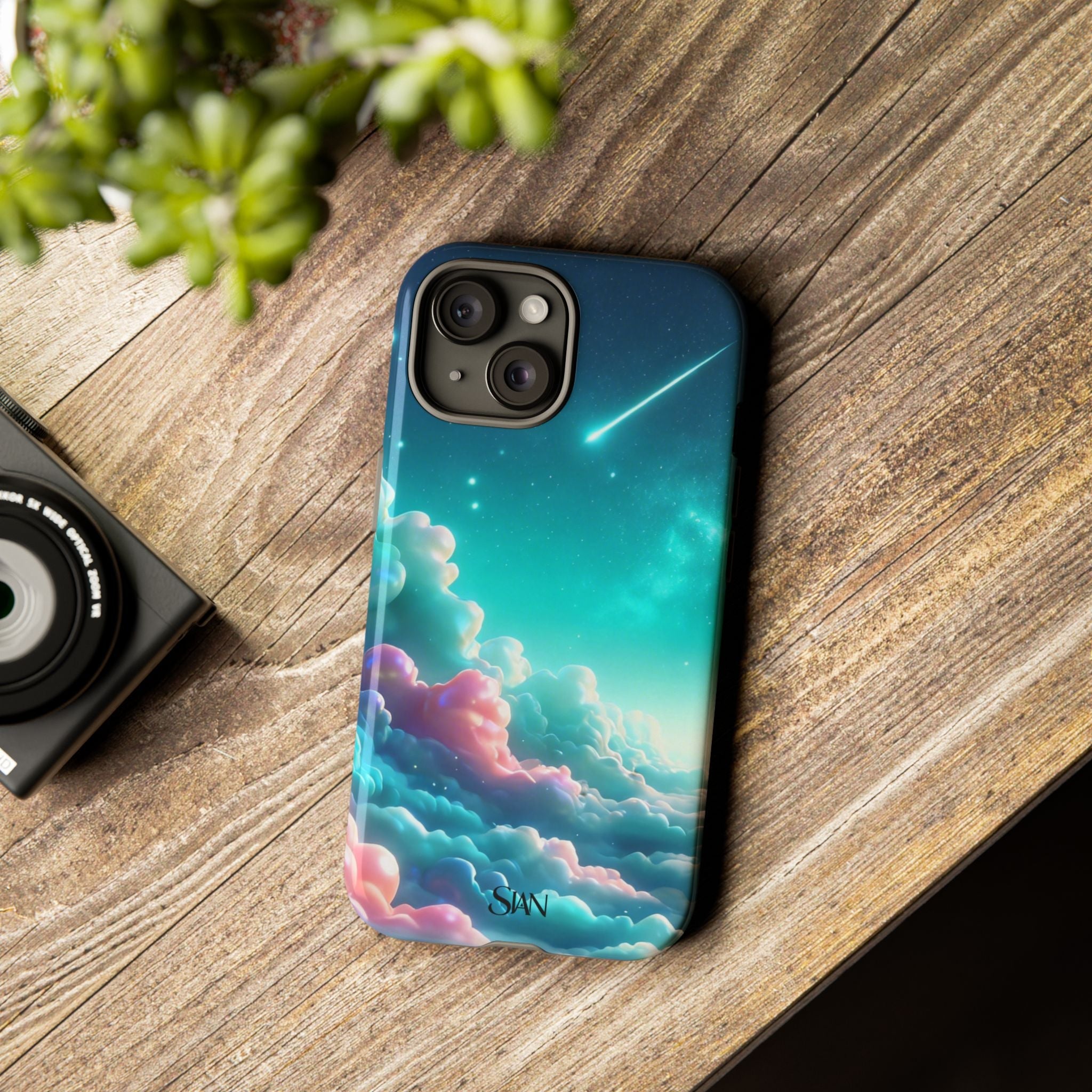 Dreamy Pastel Clouds with Shooting Star phone case Printify