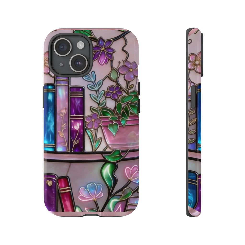 Floral Bookshelf Phone Case — Pastel Botanicals & Magical Book Art Printify