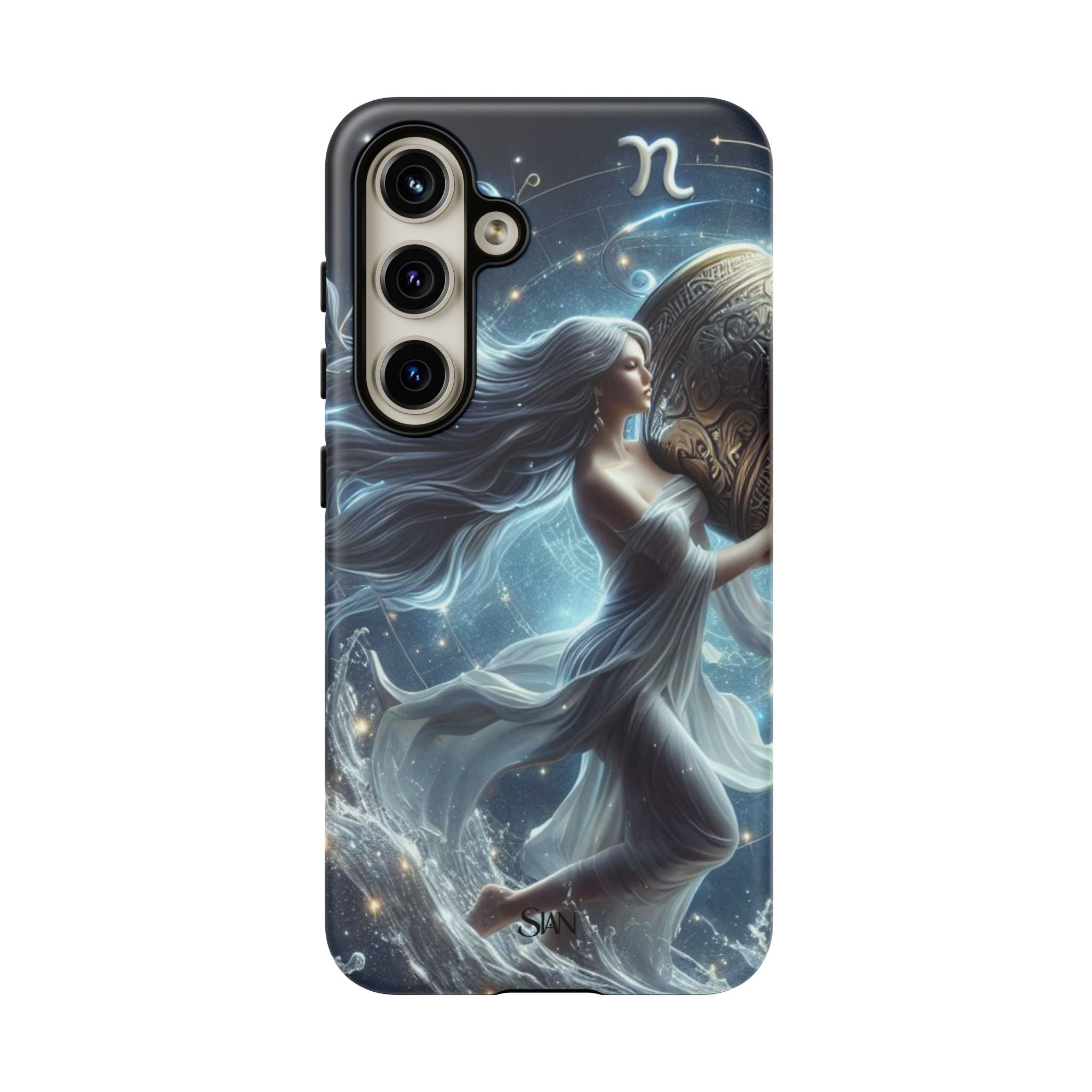 Moonlit Athena figure phone case | Goddess warrior celestial art tough case Printify