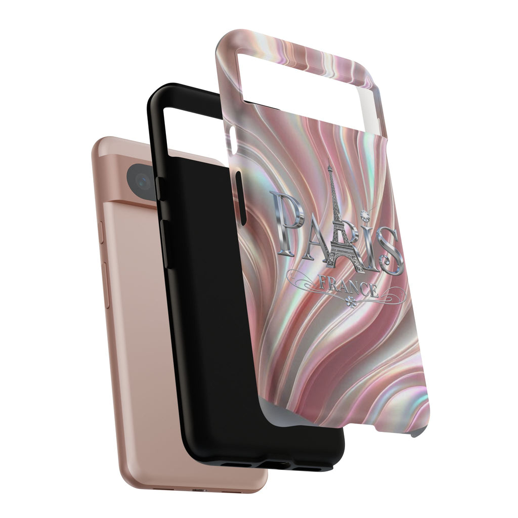Paris Eiffel Phone Case — Iridescent Swirl Tough Case Printify