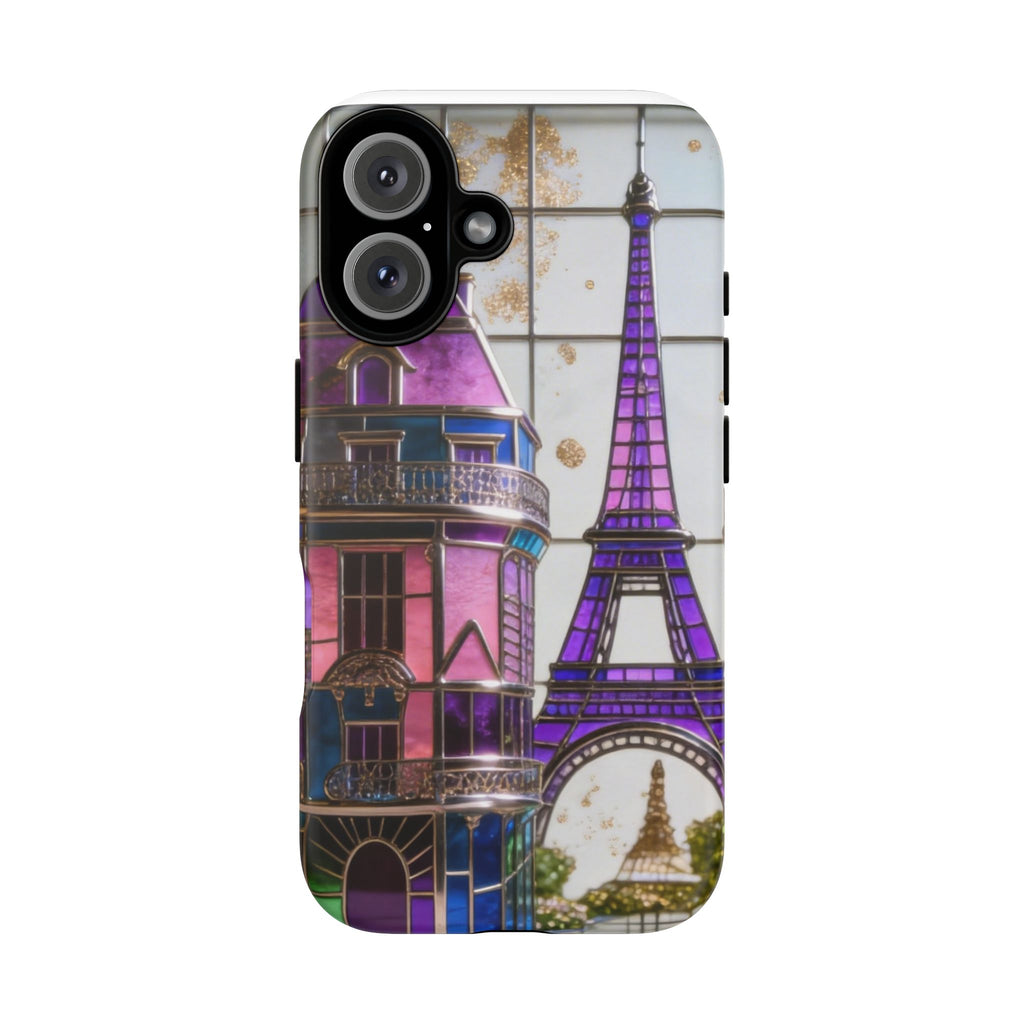 Parisian Eiffel Tower Tough Phone Case — Purple Vintage Cityscape Printify
