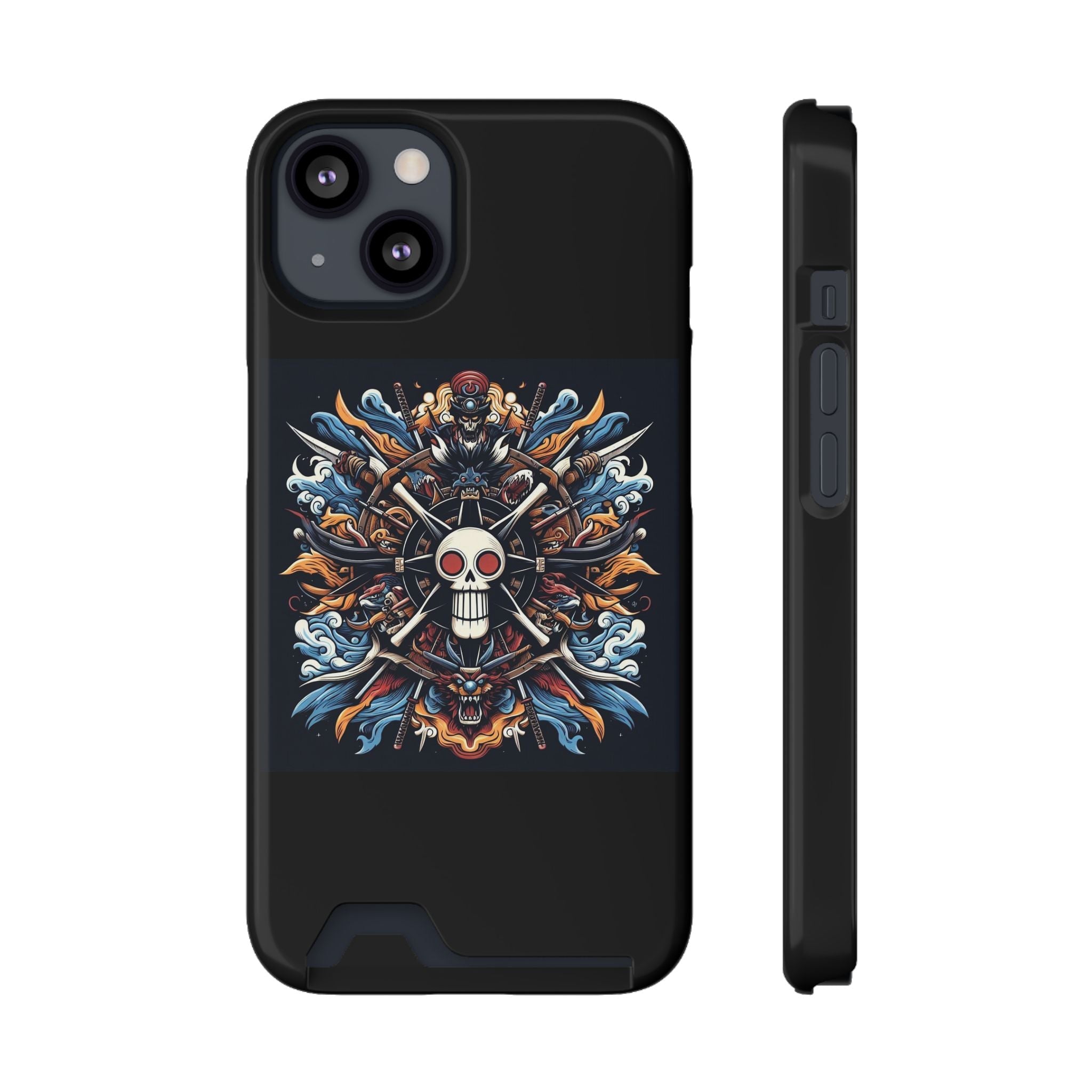 One Piece Phone Case with Card Holder | Anime Straw Hat Crew Design Printify
