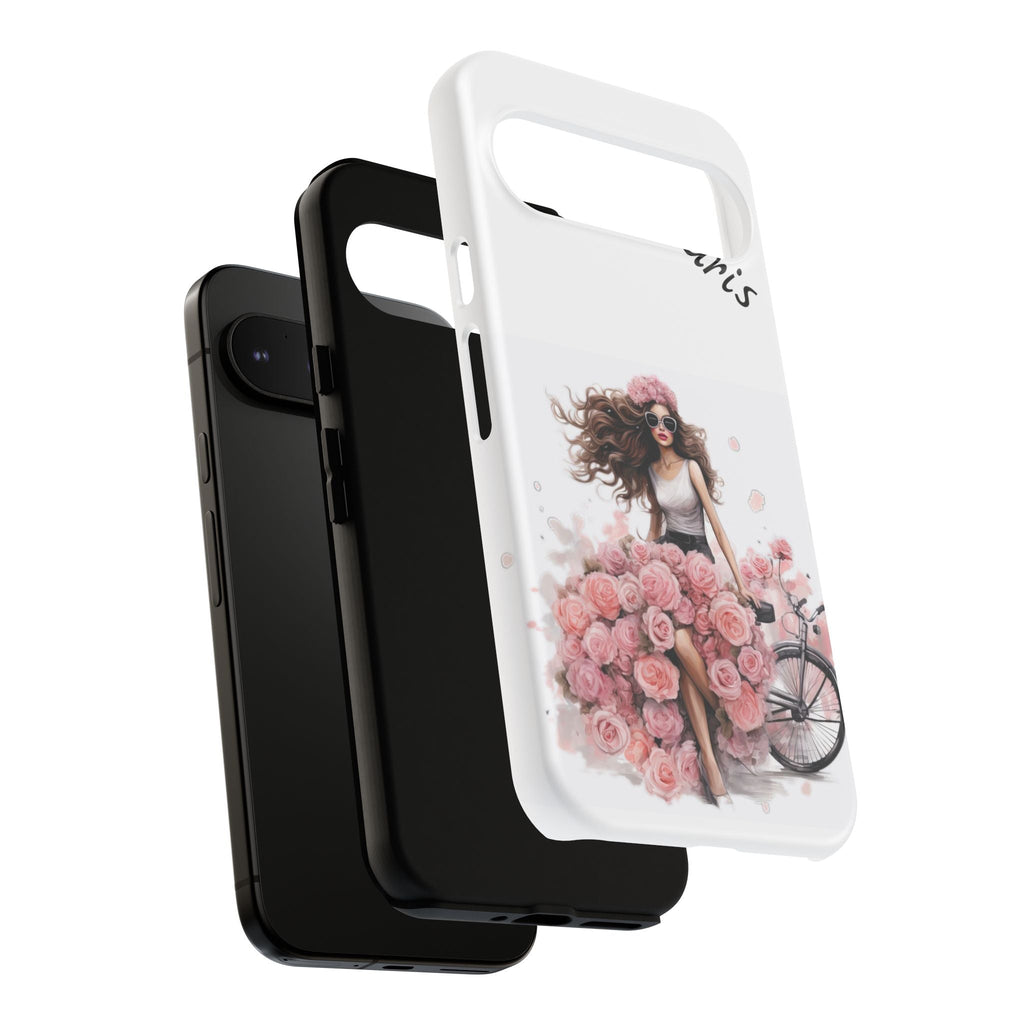 Paris Rose Bicycle woman phone case | Floral iPhone case Printify