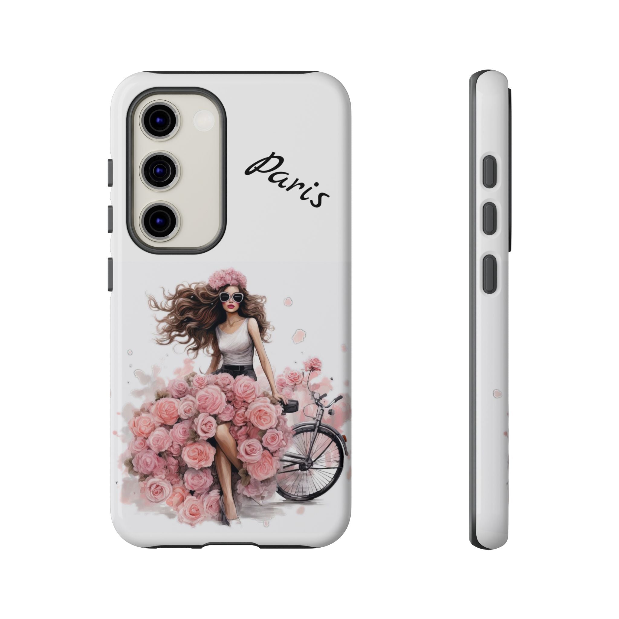 Paris Rose Bicycle woman phone case | Floral iPhone case Printify