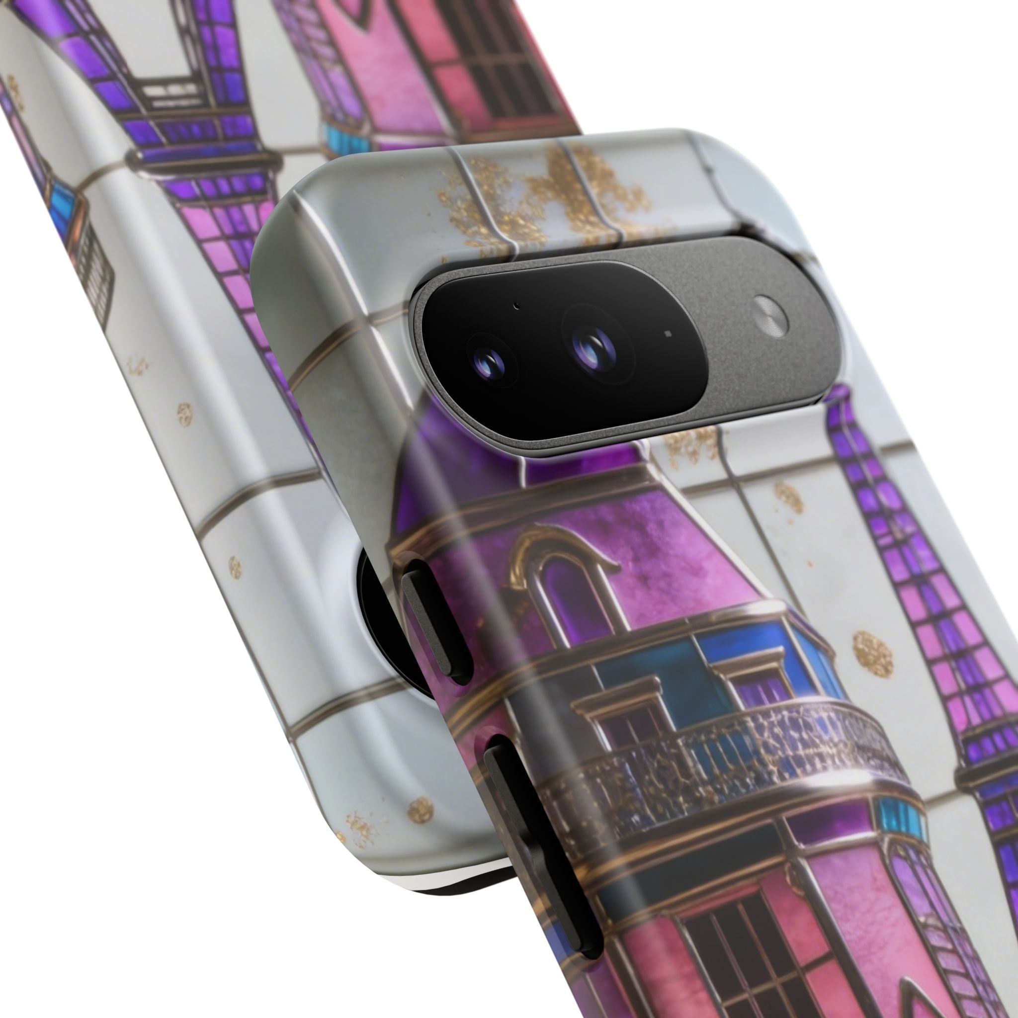 Parisian Eiffel Tower Tough Phone Case — Purple Vintage Cityscape Printify