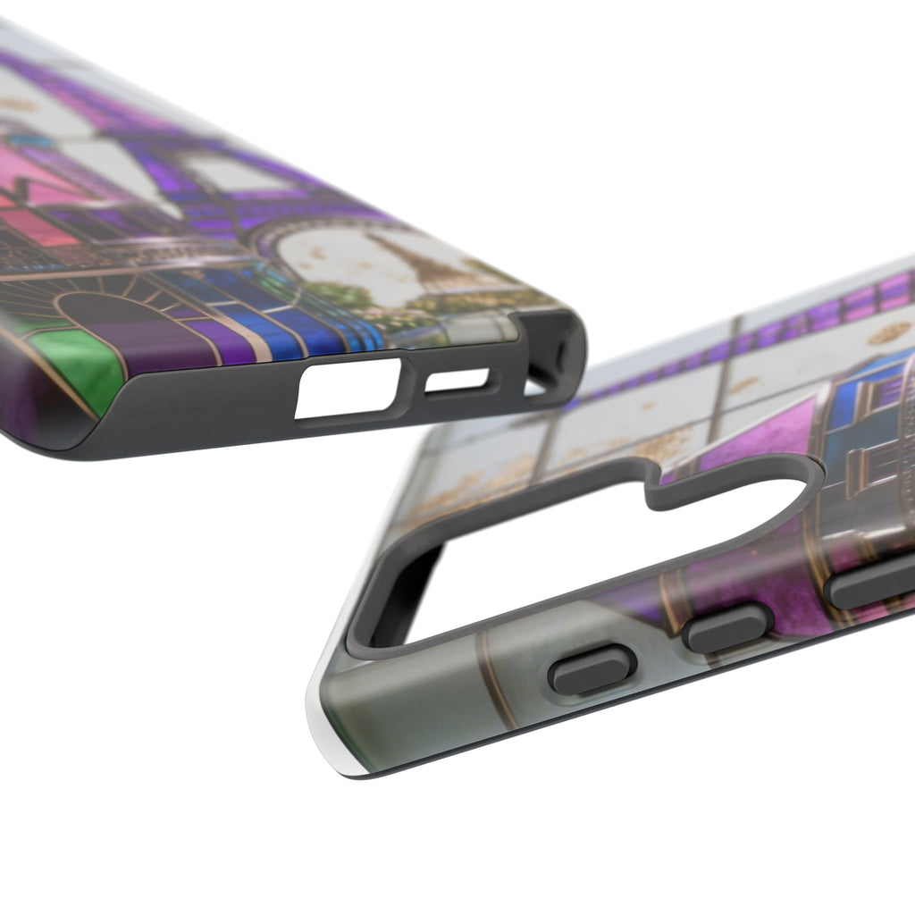 Parisian Eiffel Tower Tough Phone Case — Purple Vintage Cityscape Printify
