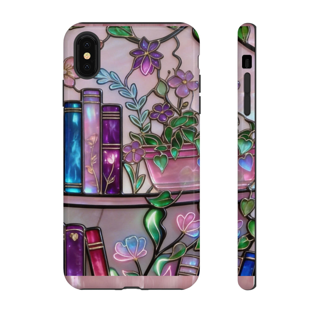 Floral Bookshelf Phone Case — Pastel Botanicals & Magical Book Art Printify