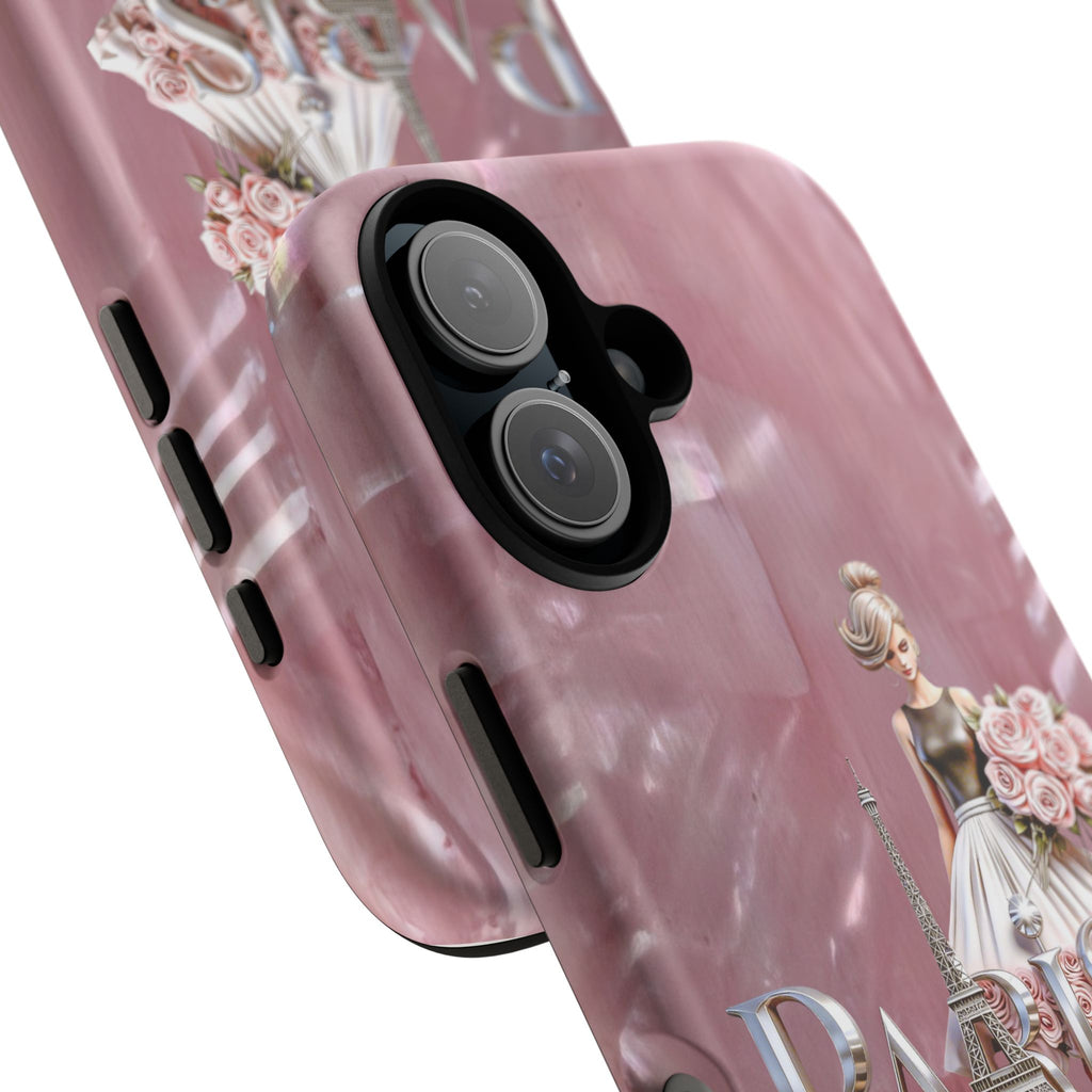 Paris Floral Phone Case - Pink Eiffel Tower Fashion Girl Tough Case Printify