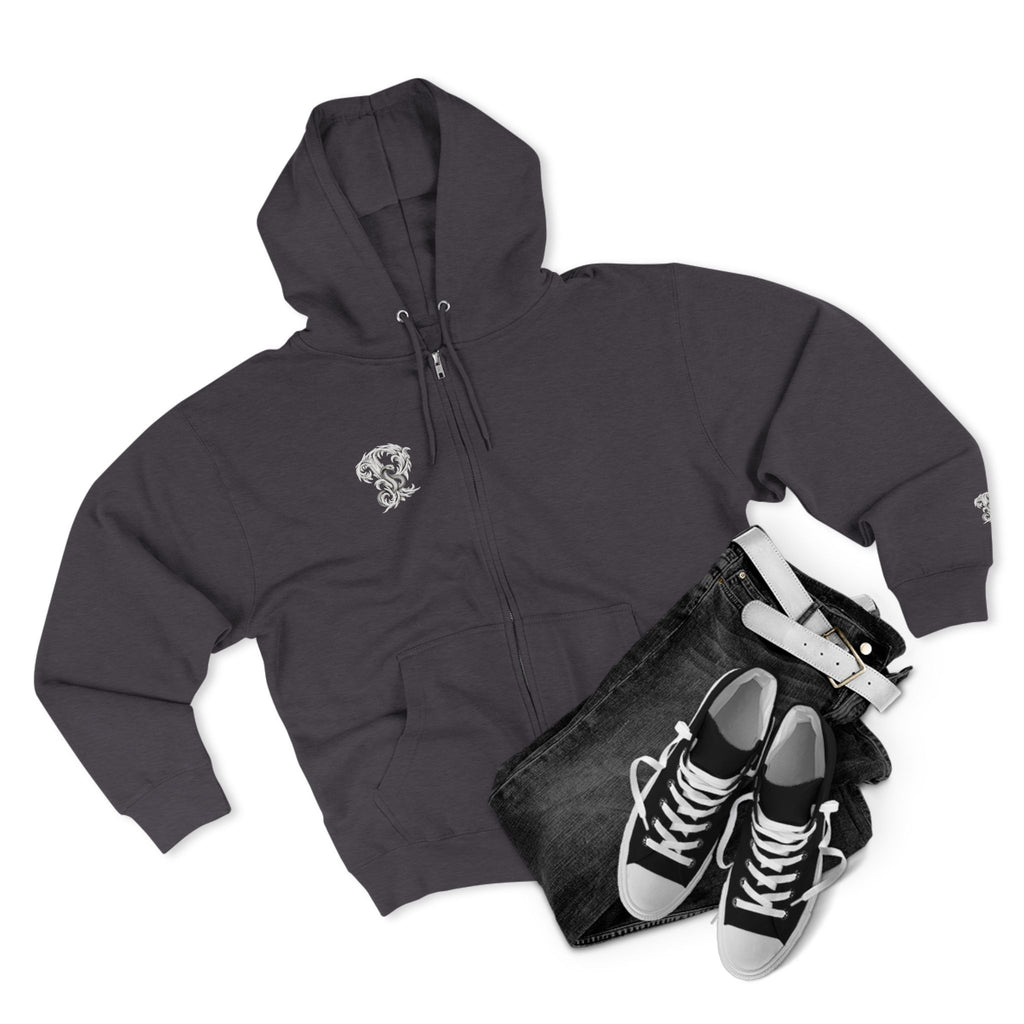 Ember & Serpent Zip Hoodie — Minimal Mythic Graphic Zip-Up Printify