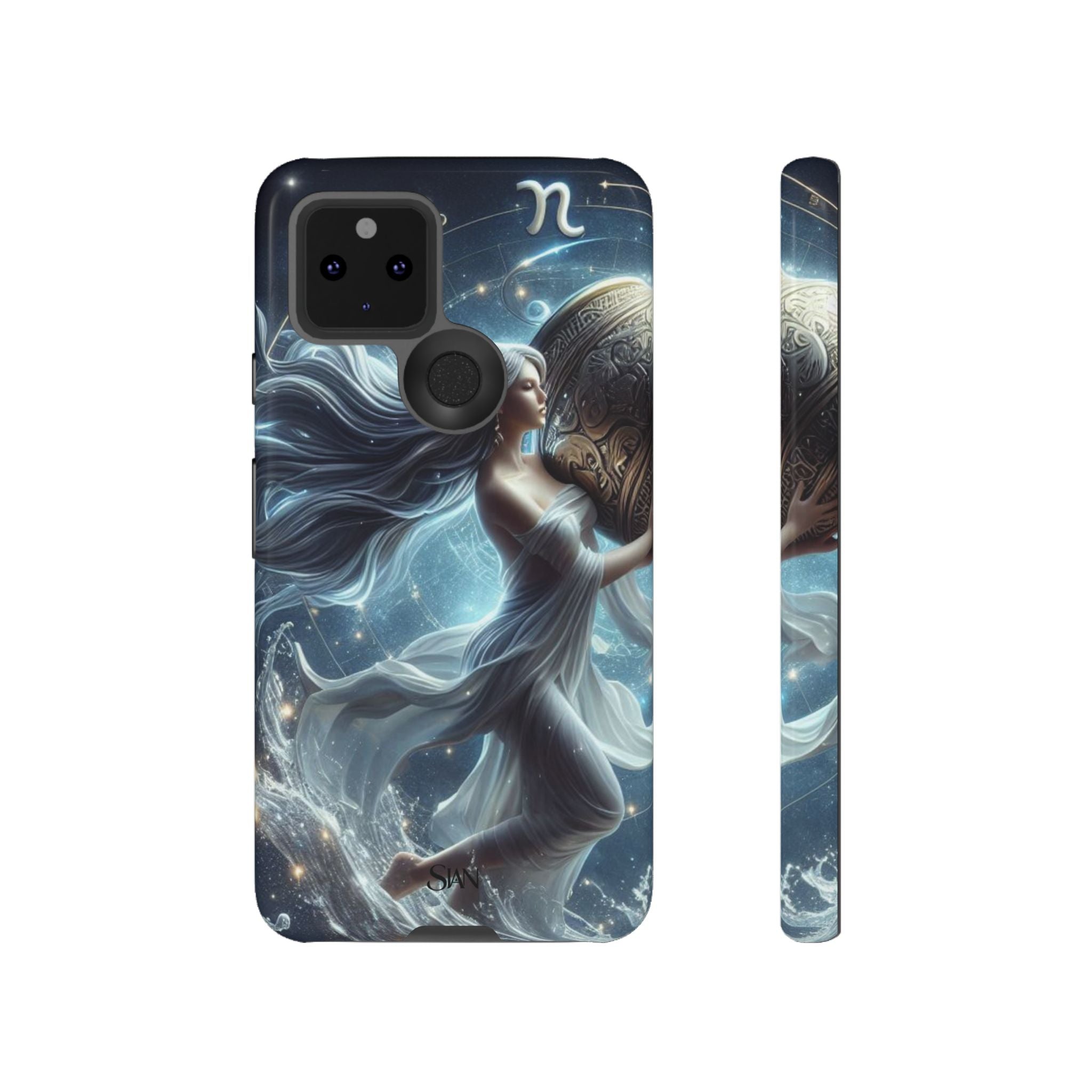 Moonlit Athena figure phone case | Goddess warrior celestial art tough case Printify
