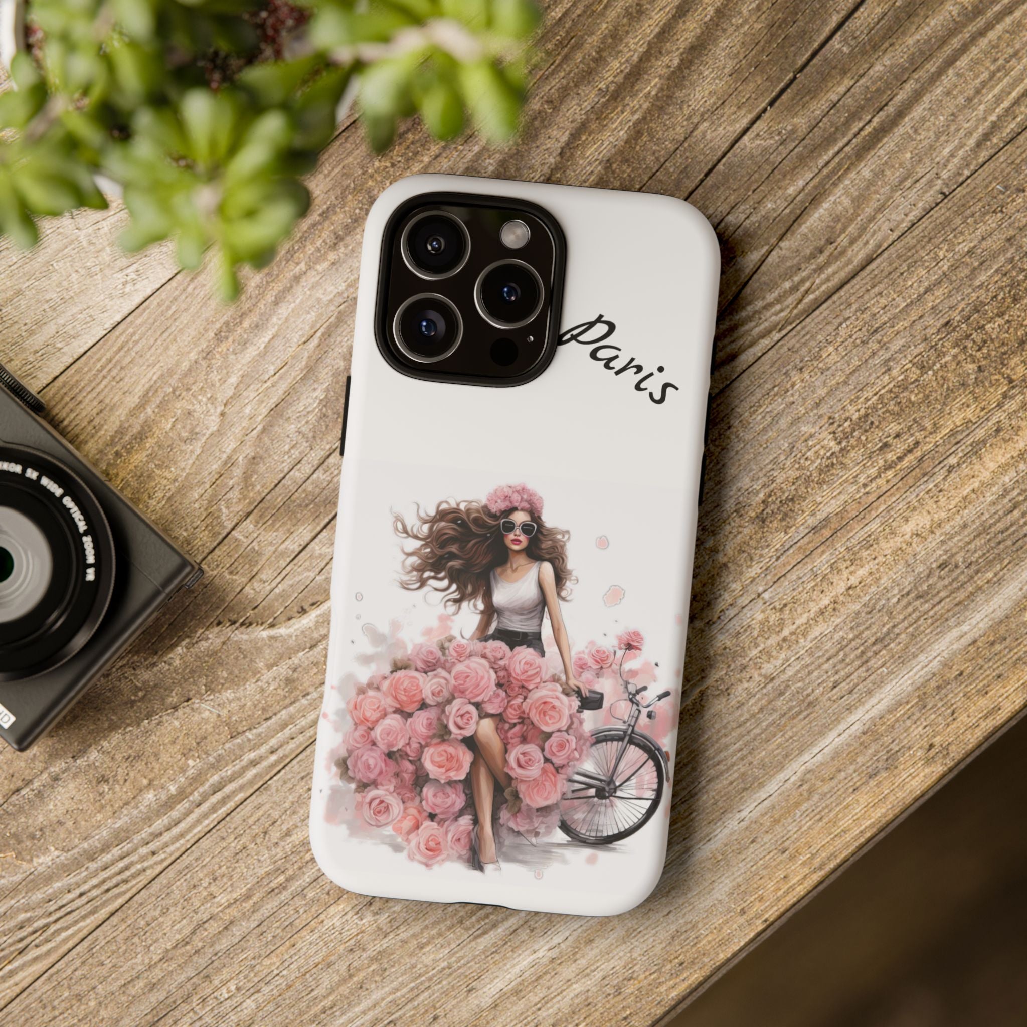 Paris Rose Bicycle woman phone case | Floral iPhone case Printify