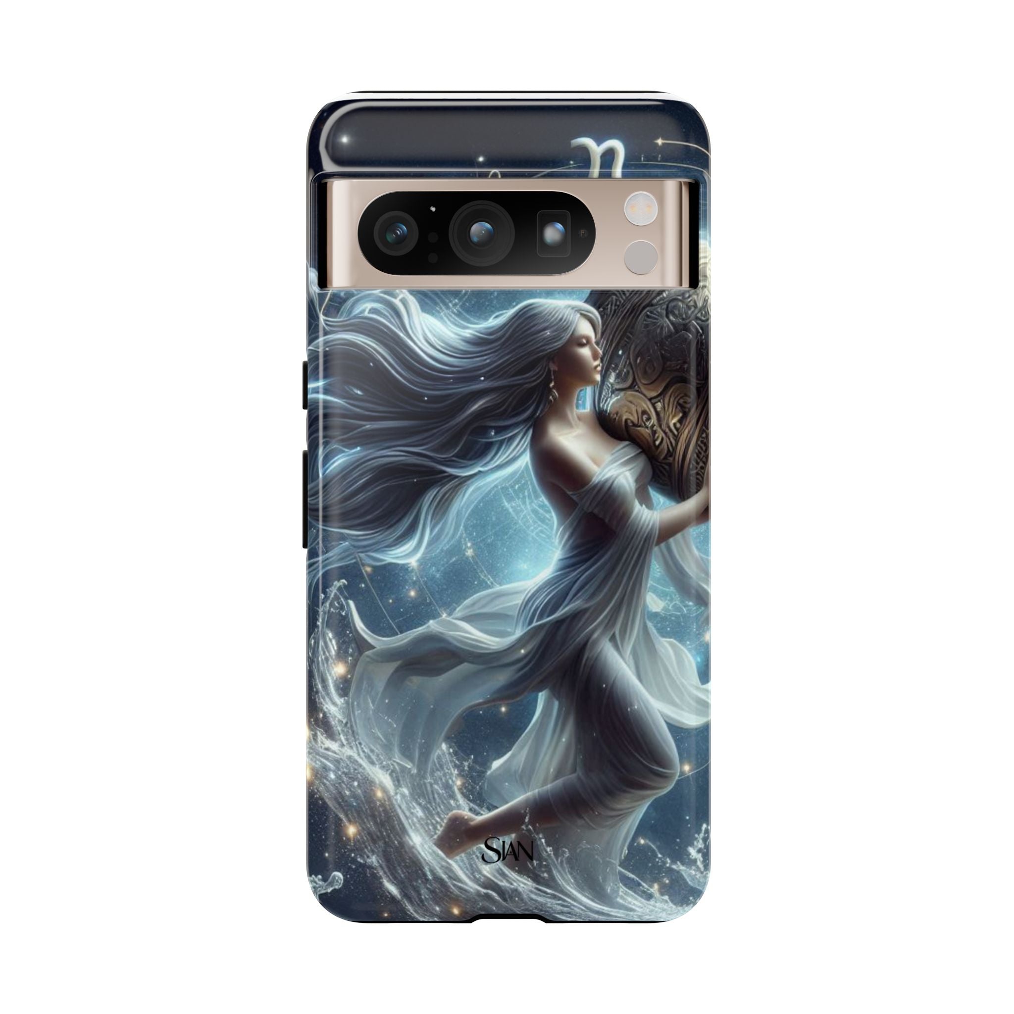 Moonlit Athena figure phone case | Goddess warrior celestial art tough case Printify