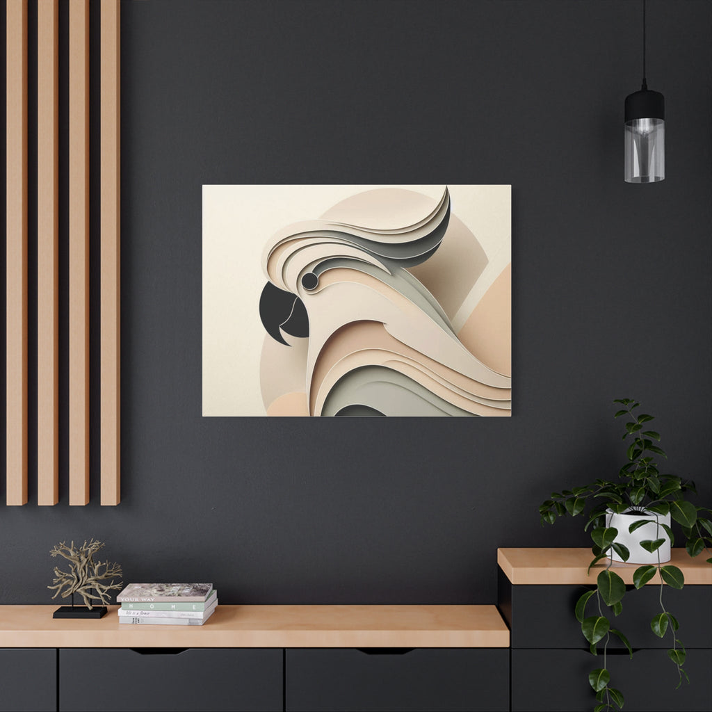 Abstract Paper Cut Cockatoo Matte Canvas Printify