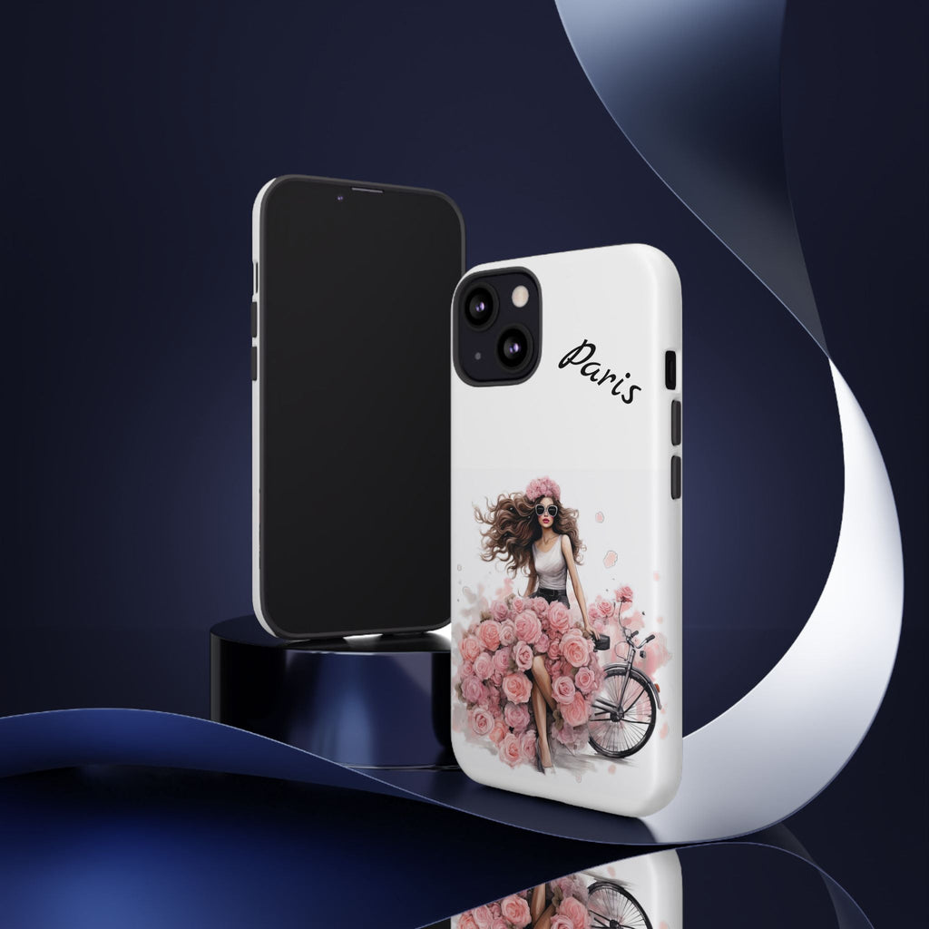 Paris Rose Bicycle woman phone case | Floral iPhone case Printify