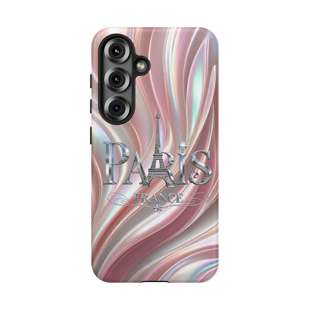 Paris Eiffel Phone Case — Iridescent Swirl Tough Case Printify